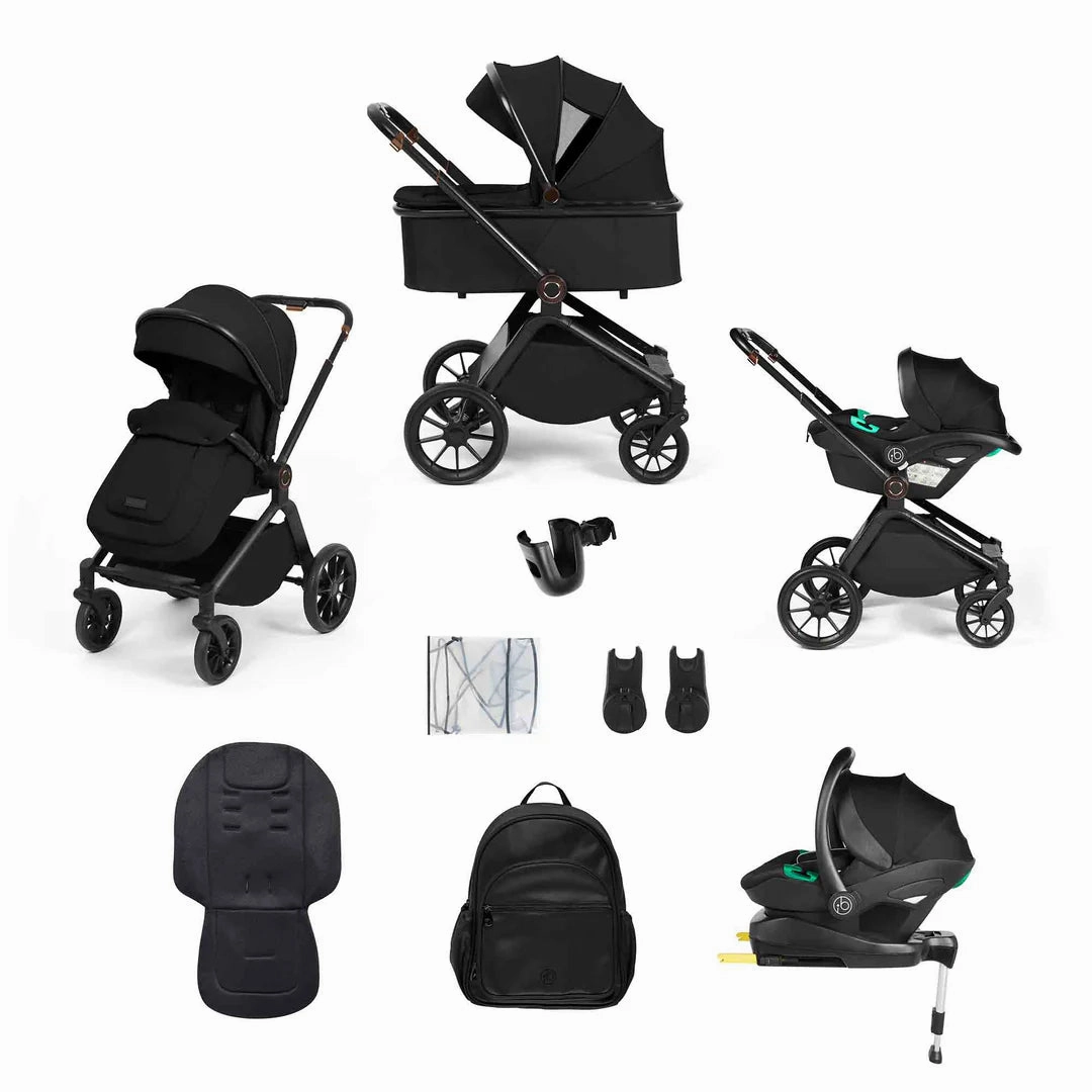 Ickle Bubba Altima 12 Piece Travel System with i-Size Stratus Car Seat & ISOFIX Base  - Black