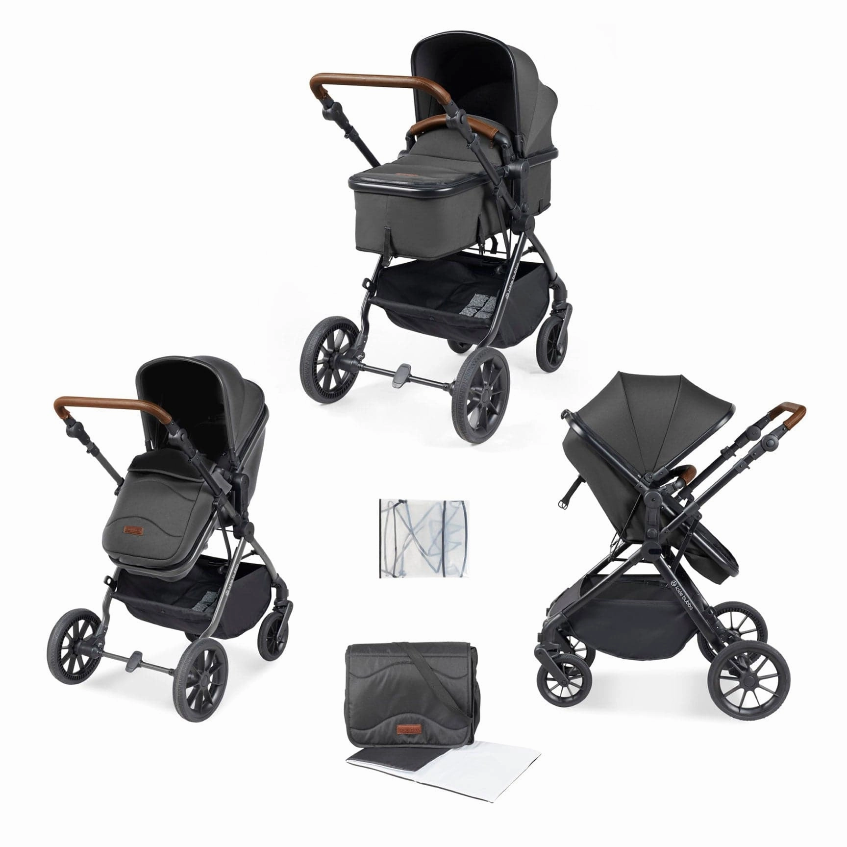 Ickle Bubba Cosmo 2 in 1 Plus Carrycot & Pushchair - Black/Graphite Grey