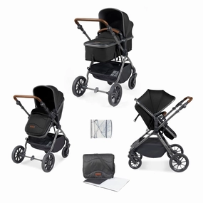 Ickle Bubba Cosmo 2 in 1 Plus Carrycot & Pushchair - Gun metal/Black