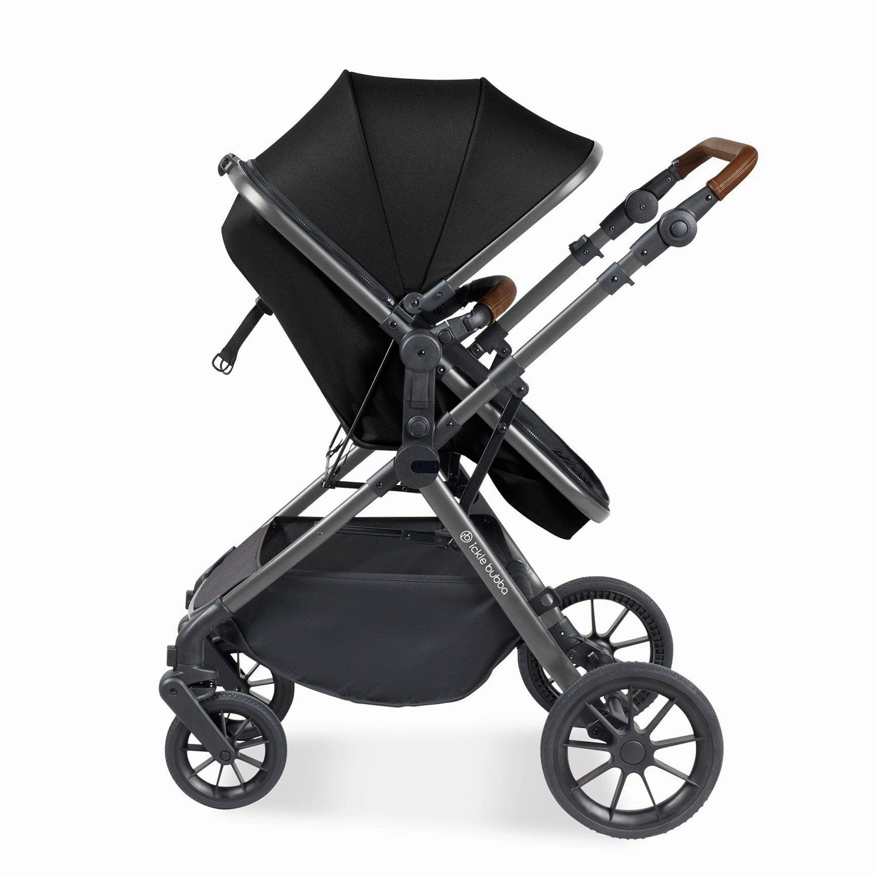 Ickle Bubba Cosmo 2 in 1 Plus Carrycot & Pushchair - Gun metal/Black