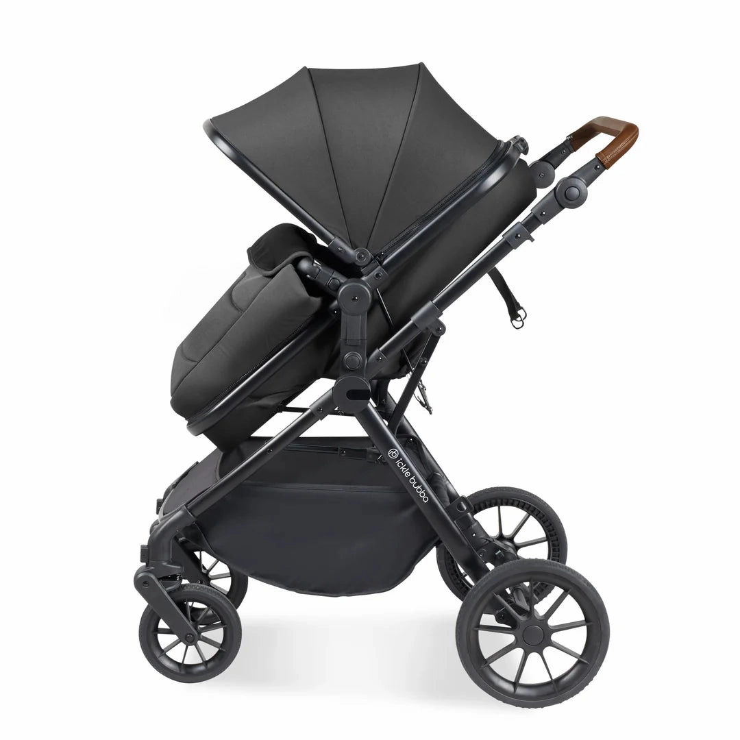 Ickle Bubba Cosmo 9 Piece Travel System with i-Size Stratus Car Seat & ISOFIX Base - Charcoal