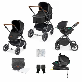 Ickle Bubba Cosmo 9 Piece Travel System with i-Size Stratus Car Seat & ISOFIX Base - Midnight