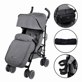Ickle Bubba Discovery Stroller, Prime Bundle - Matt Black / Graphite Grey / Black