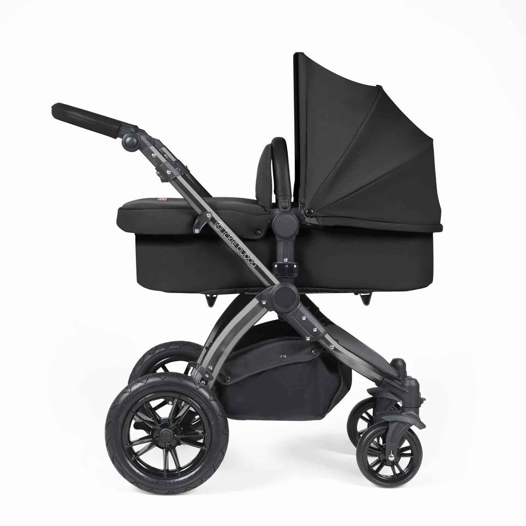 Ickle Bubba Stomp Luxe 12 Piece Travel System with i-Size Cirrus Car Seat & ISOFIX Base  - Black