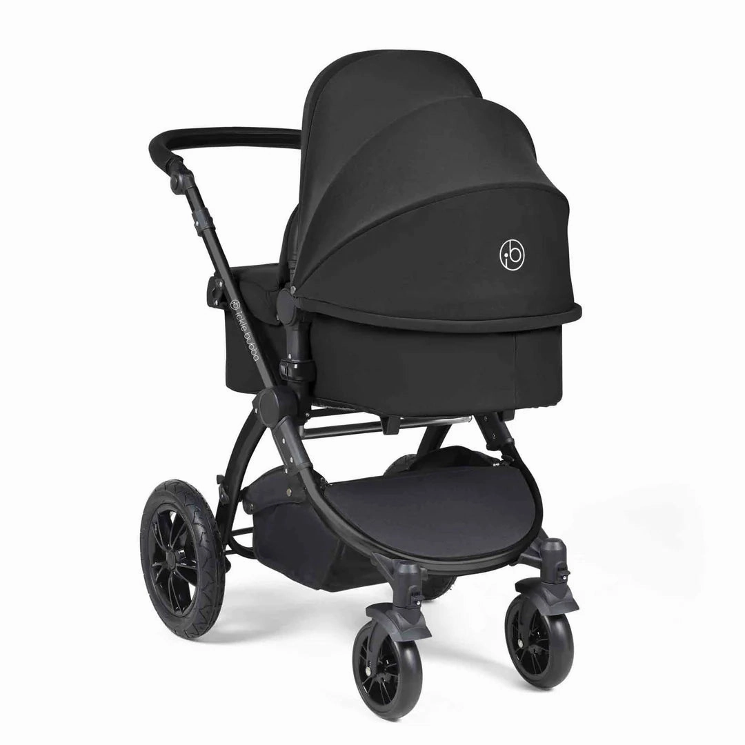 Ickle Bubba Stomp Luxe 12 Piece Travel System with i-Size Cirrus Car Seat & ISOFIX Base  - Black