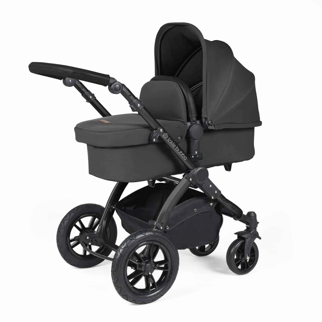 Ickle Bubba Stomp Luxe 12 Piece Travel System with i-Size Cirrus Car Seat & ISOFIX Base  - Charcoal Grey