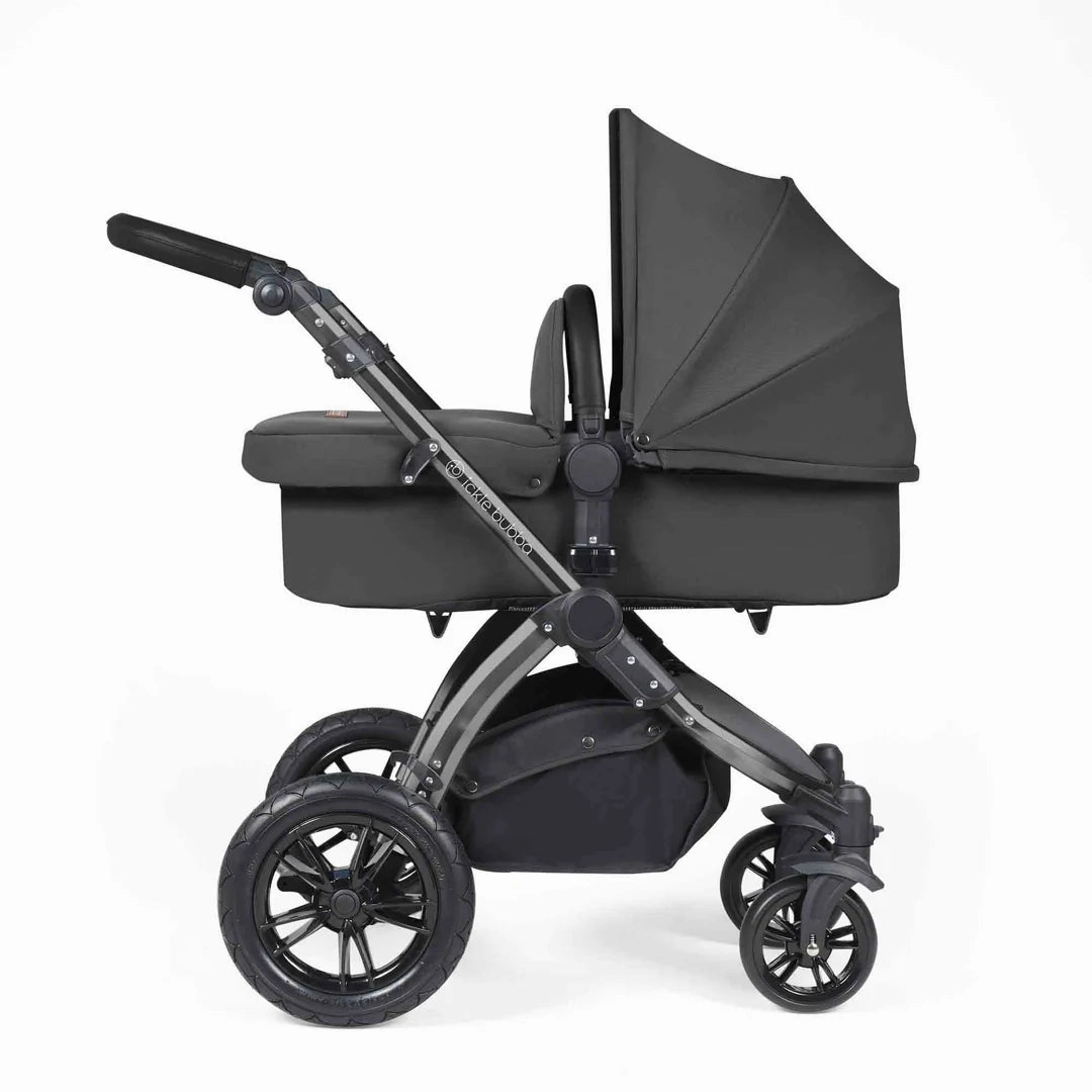 Ickle Bubba Stomp Luxe 12 Piece Travel System with i-Size Cirrus Car Seat & ISOFIX Base  - Charcoal Grey