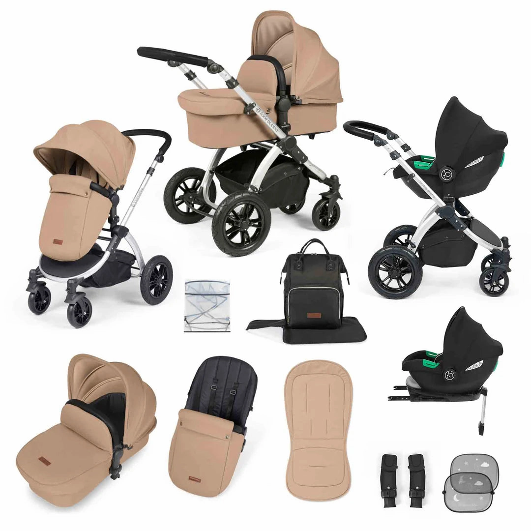Ickle Bubba Stomp Luxe 12 Piece Travel System with i-Size Cirrus Car Seat & ISOFIX Base  - Desert