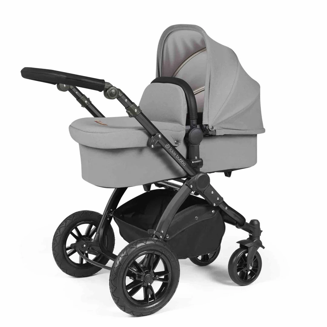 Ickle Bubba Stomp Luxe 12 Piece Travel System with i-Size Cirrus Car Seat & ISOFIX Base  - Pearl Grey