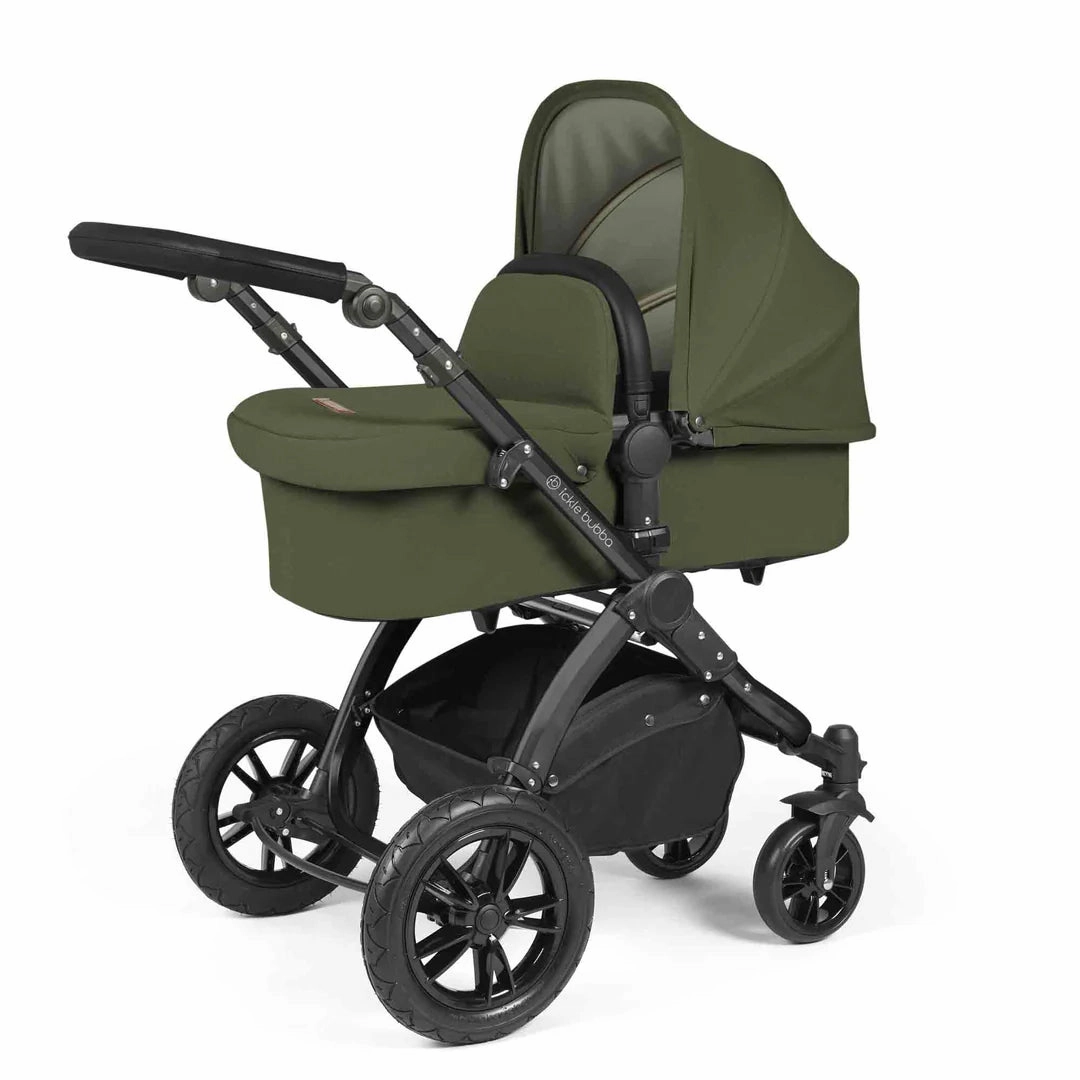 Ickle Bubba Stomp Luxe 12 Piece Travel System with i-Size Cirrus Car Seat & ISOFIX Base  - Woodland