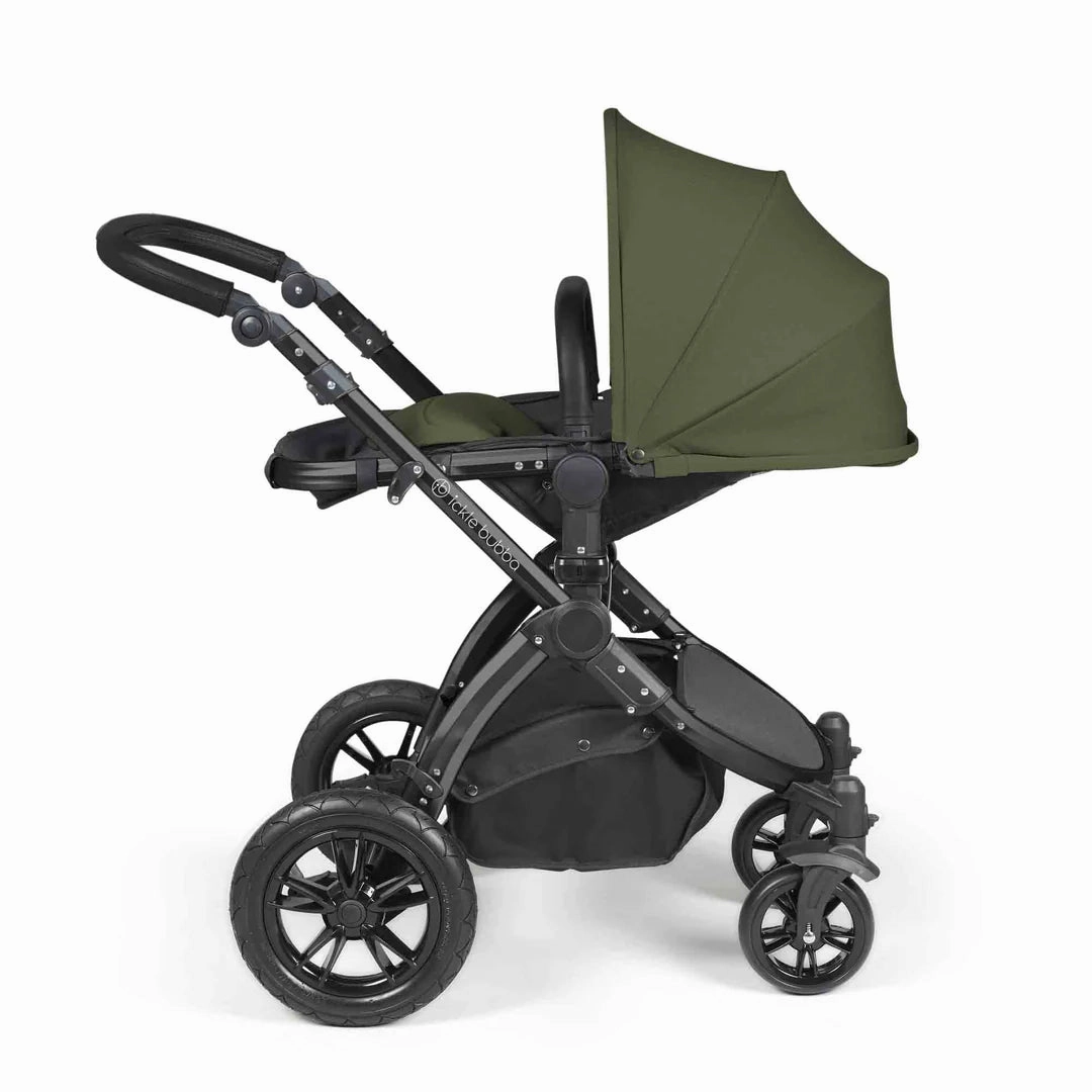 Ickle Bubba Stomp Luxe 12 Piece Travel System with i-Size Cirrus Car Seat & ISOFIX Base  - Woodland
