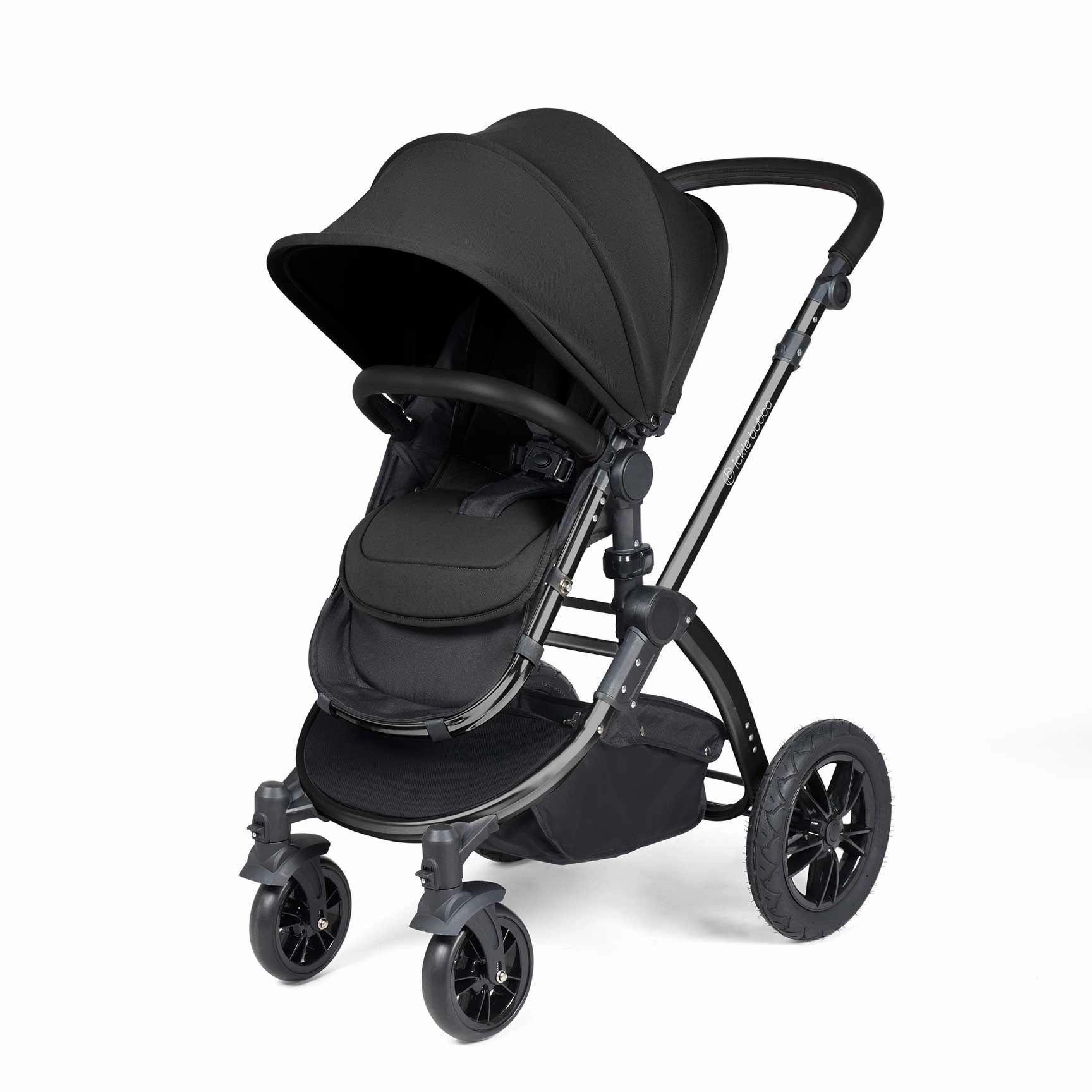 Ickle Bubba Stomp Luxe 2 in 1 Premium Pram - Black/Midnight/Black