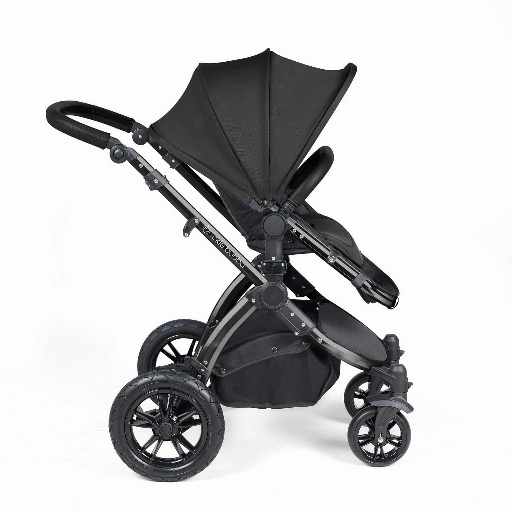 Ickle Bubba Stomp Luxe 2 in 1 Premium Pram - Black/Midnight/Black