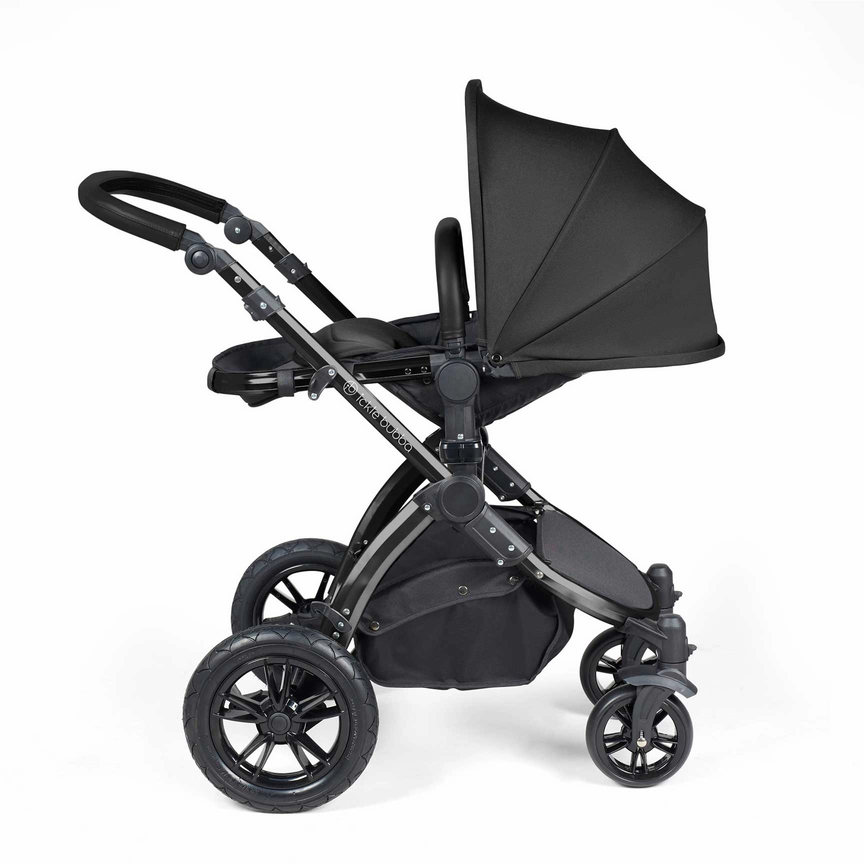 Ickle Bubba Stomp Luxe 2 in 1 Premium Pram - Black/Midnight/Black