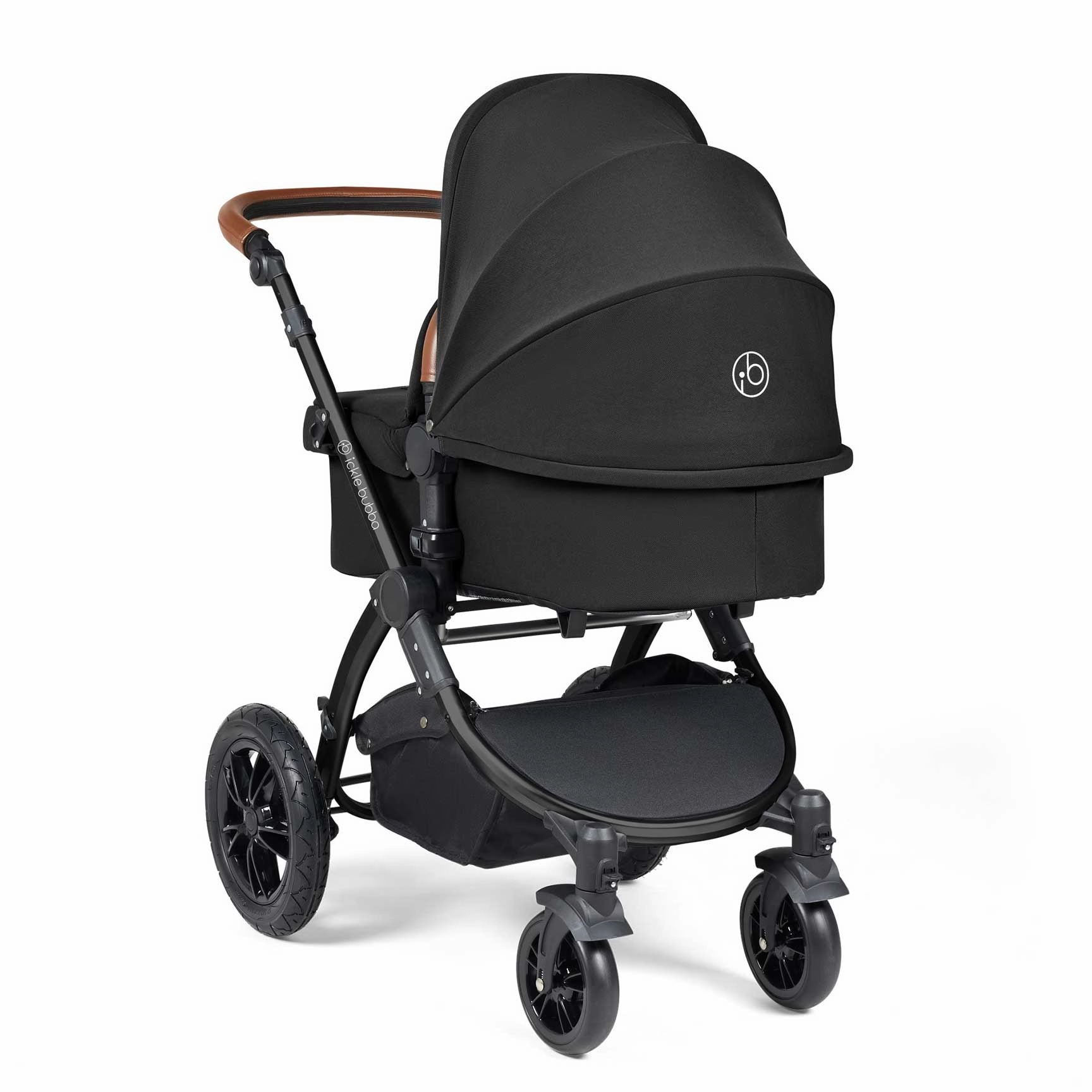 Ickle Bubba Stomp Luxe 2 in 1 Premium Pram - Black/Midnight/Tan