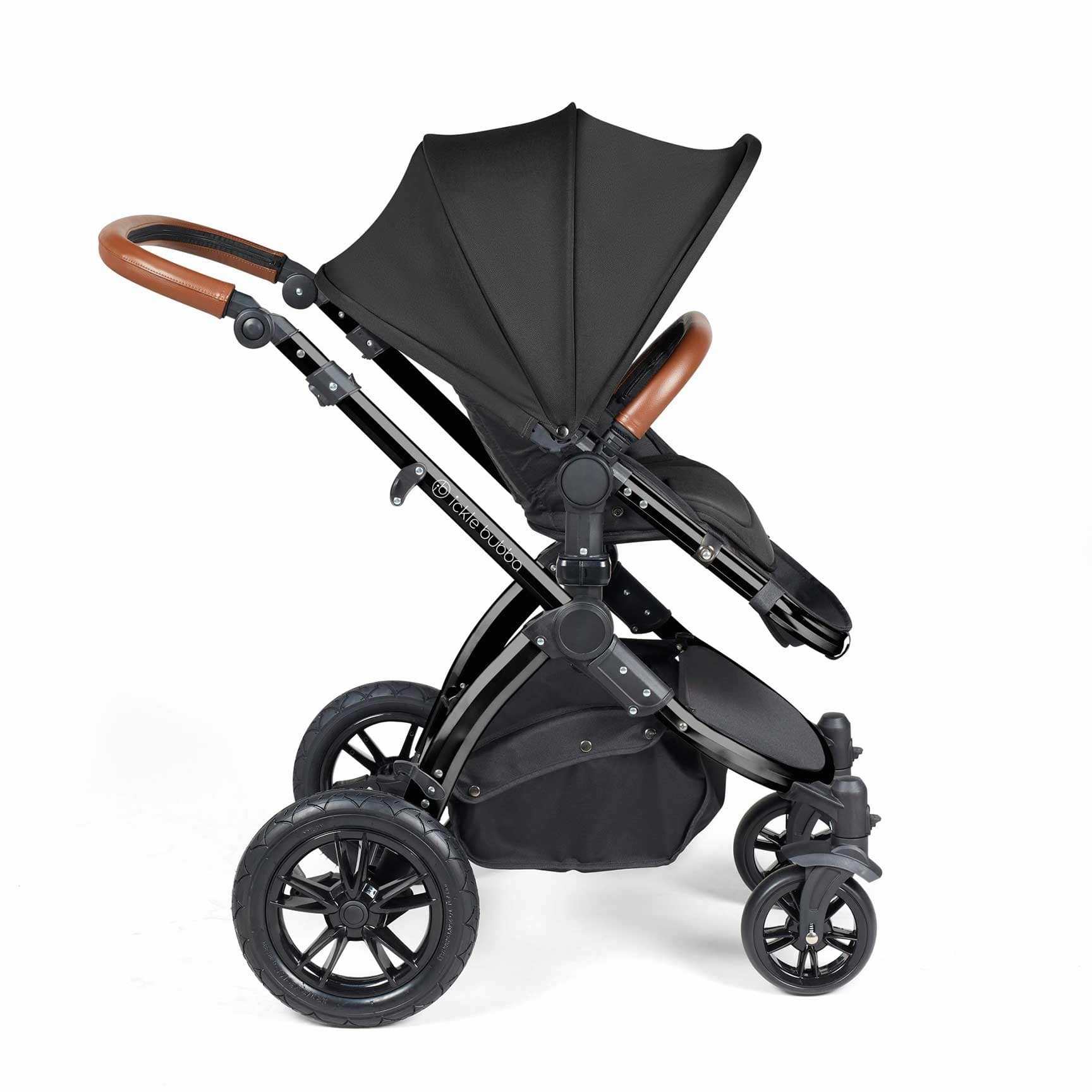 Ickle Bubba Stomp Luxe 2 in 1 Premium Pram - Black/Midnight/Tan