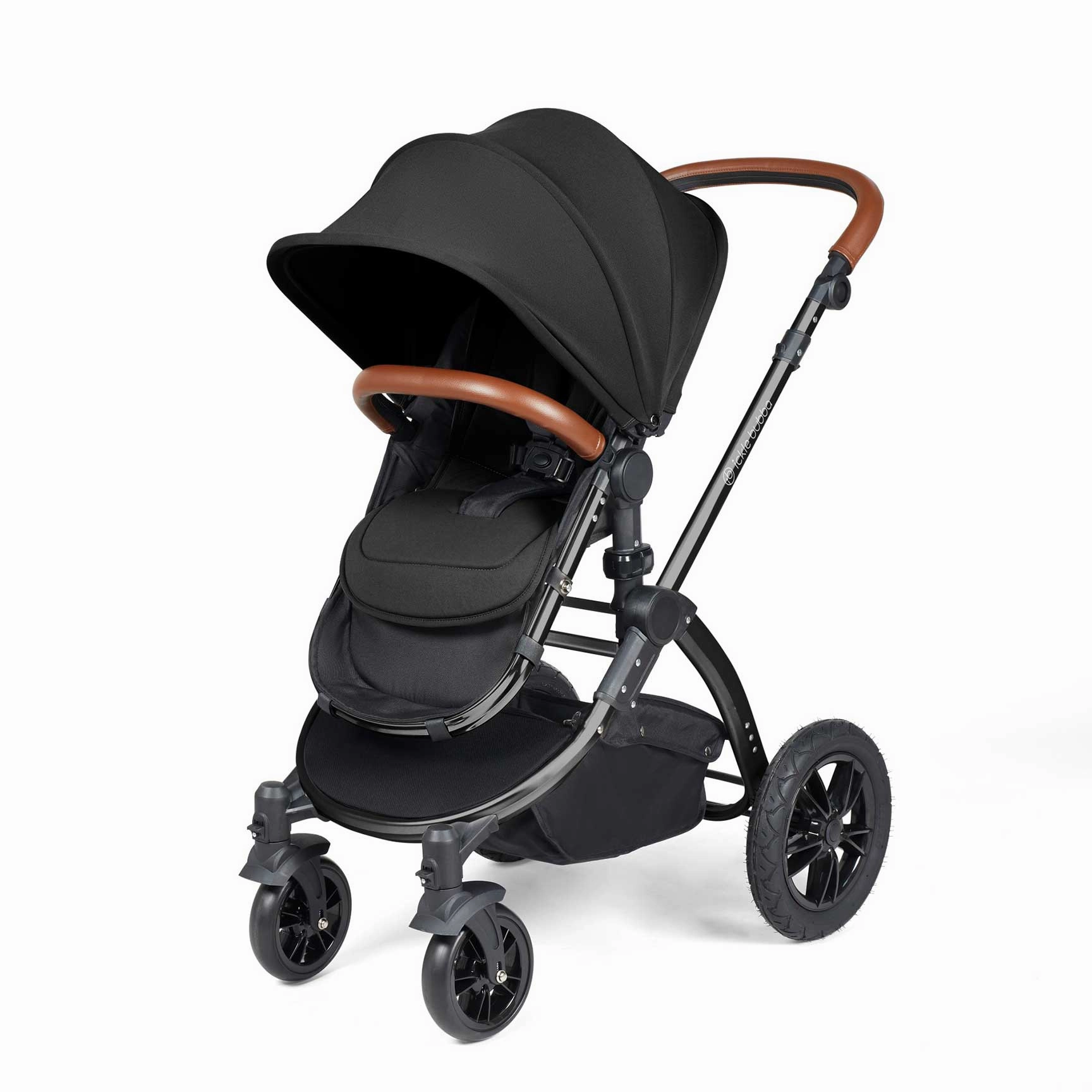 Ickle Bubba Stomp Luxe 2 in 1 Premium Pram - Black/Midnight/Tan