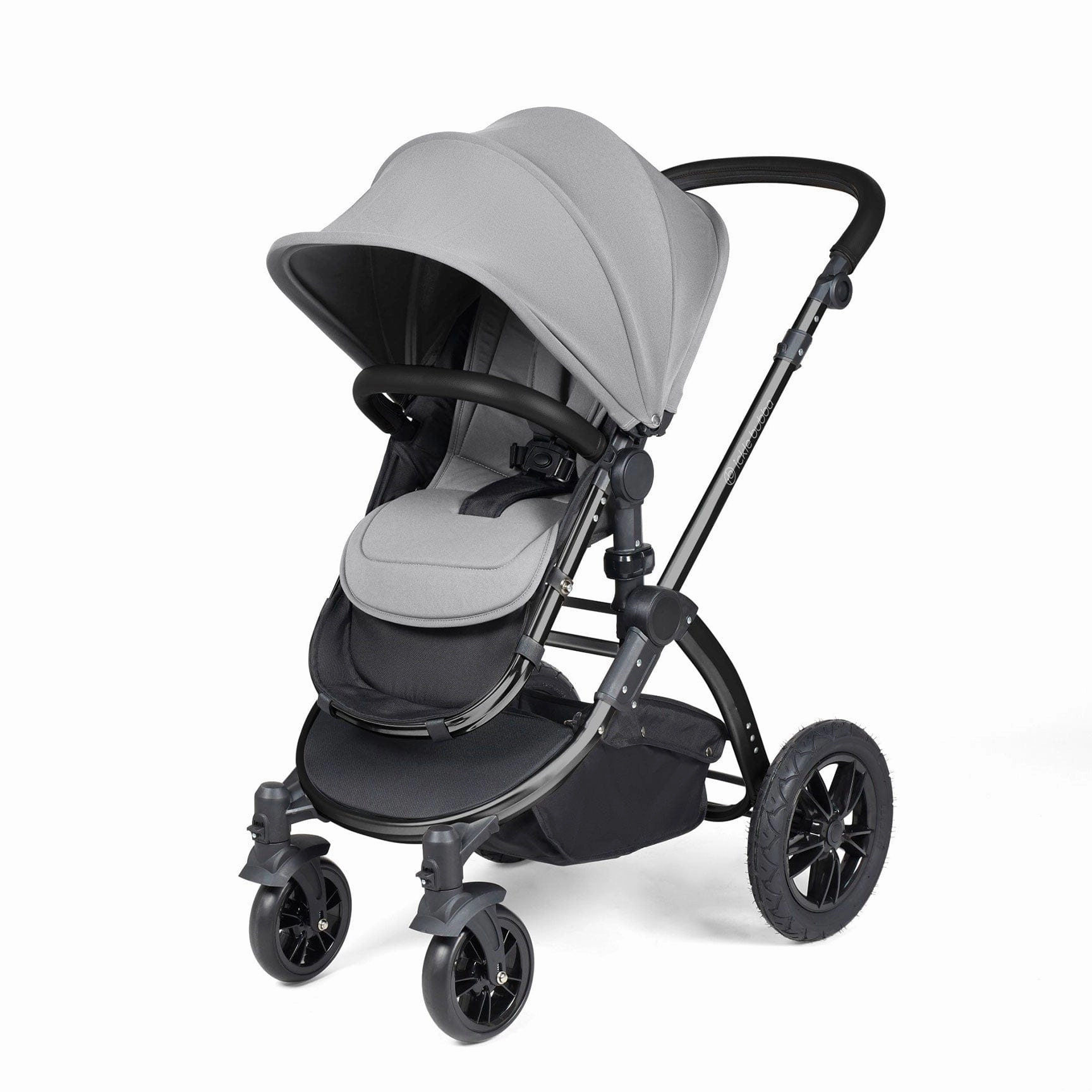 Ickle Bubba Stomp Luxe 2 in 1 Premium Pram - Black/Pearl Grey/Black