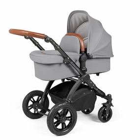 Ickle Bubba Stomp Luxe 2 in 1 Premium Pram - Black/Pearl Grey/Tan