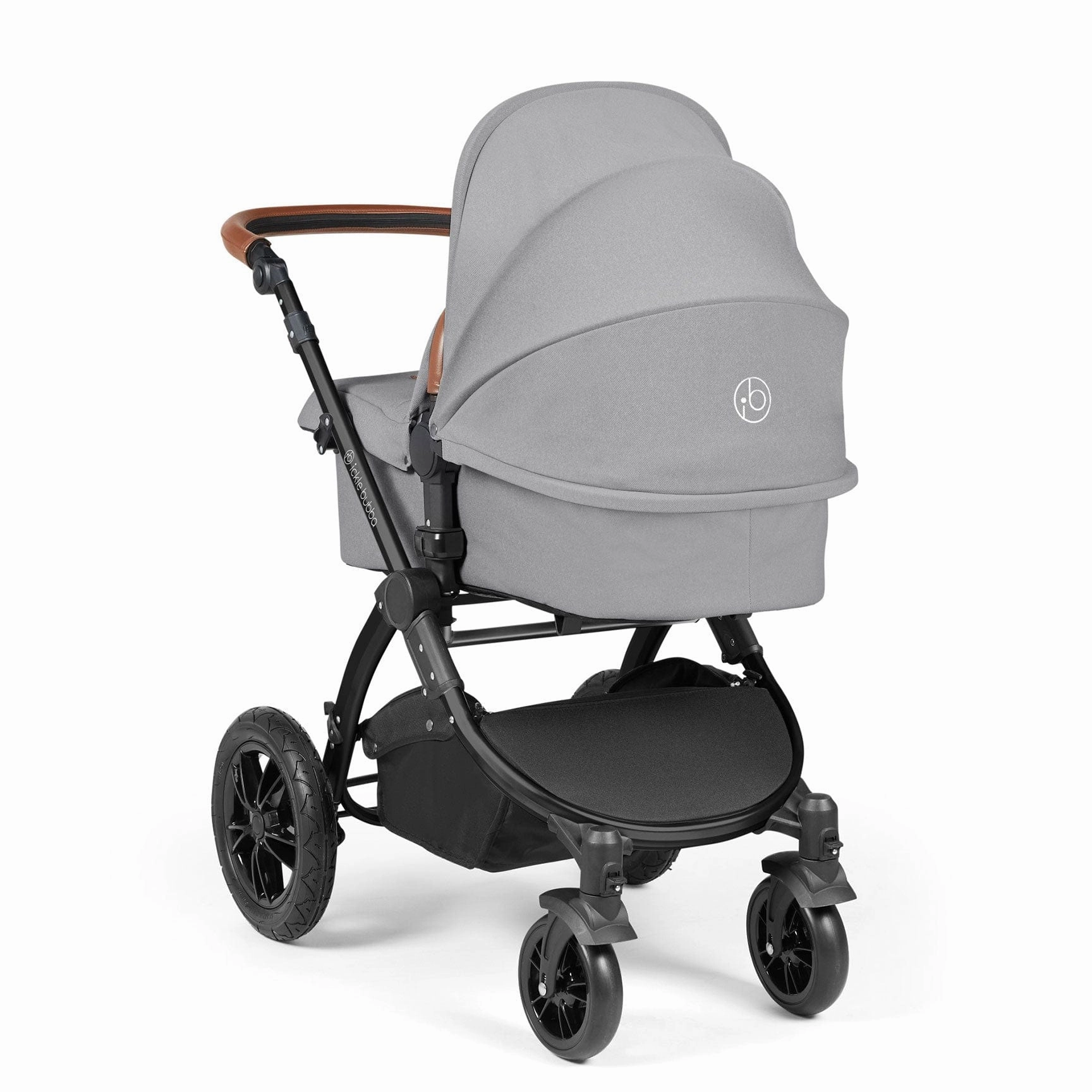 Ickle Bubba Stomp Luxe 2 in 1 Premium Pram - Black/Pearl Grey/Tan