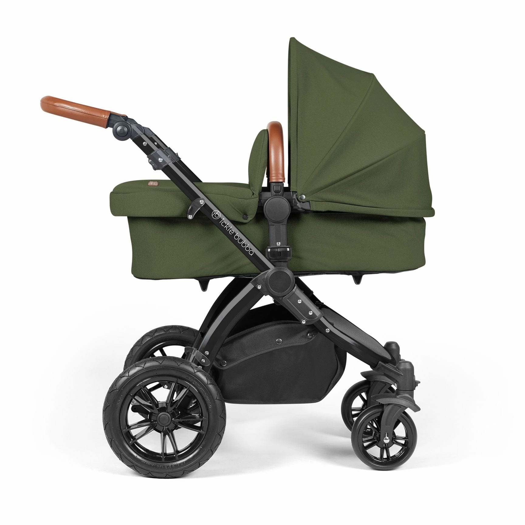 Ickle Bubba Stomp Luxe 2 in 1 Premium Pram - Black/Woodland/Tan