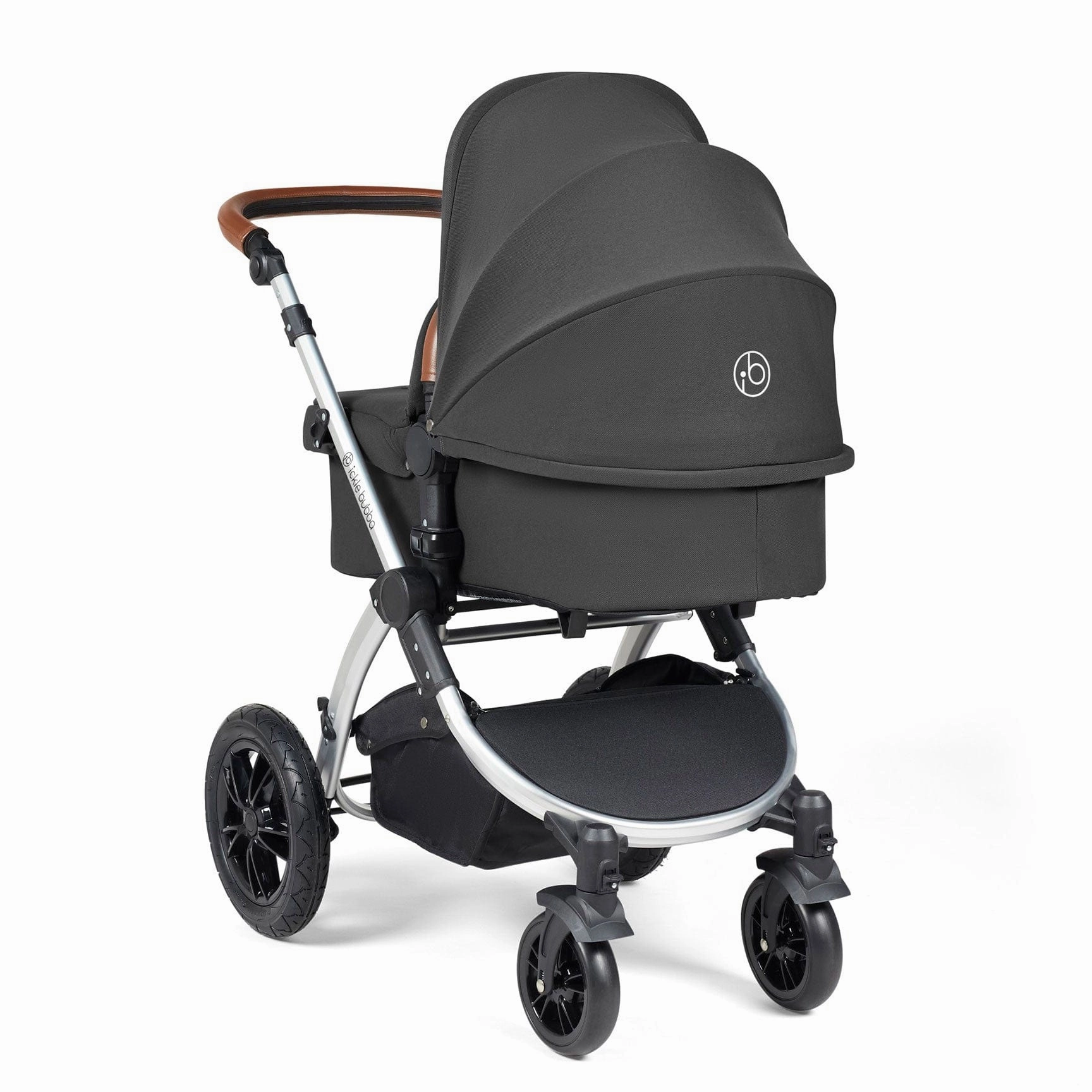 Ickle Bubba Stomp Luxe 2 in 1 Premium Pram - Silver/Charcoal Grey/Tan