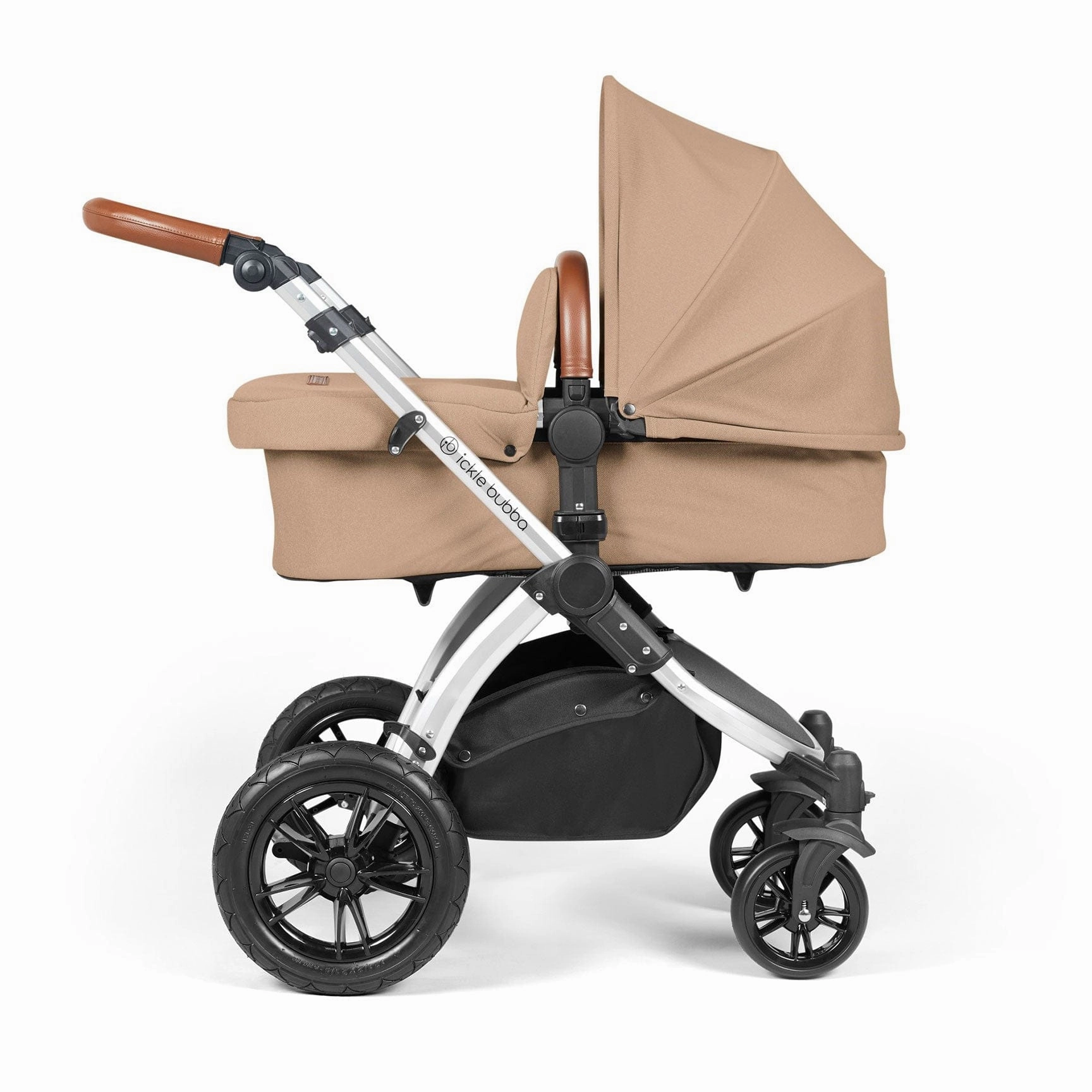 Ickle Bubba Stomp Luxe 2 in 1 Premium Pram - Silver/Desert/Tan