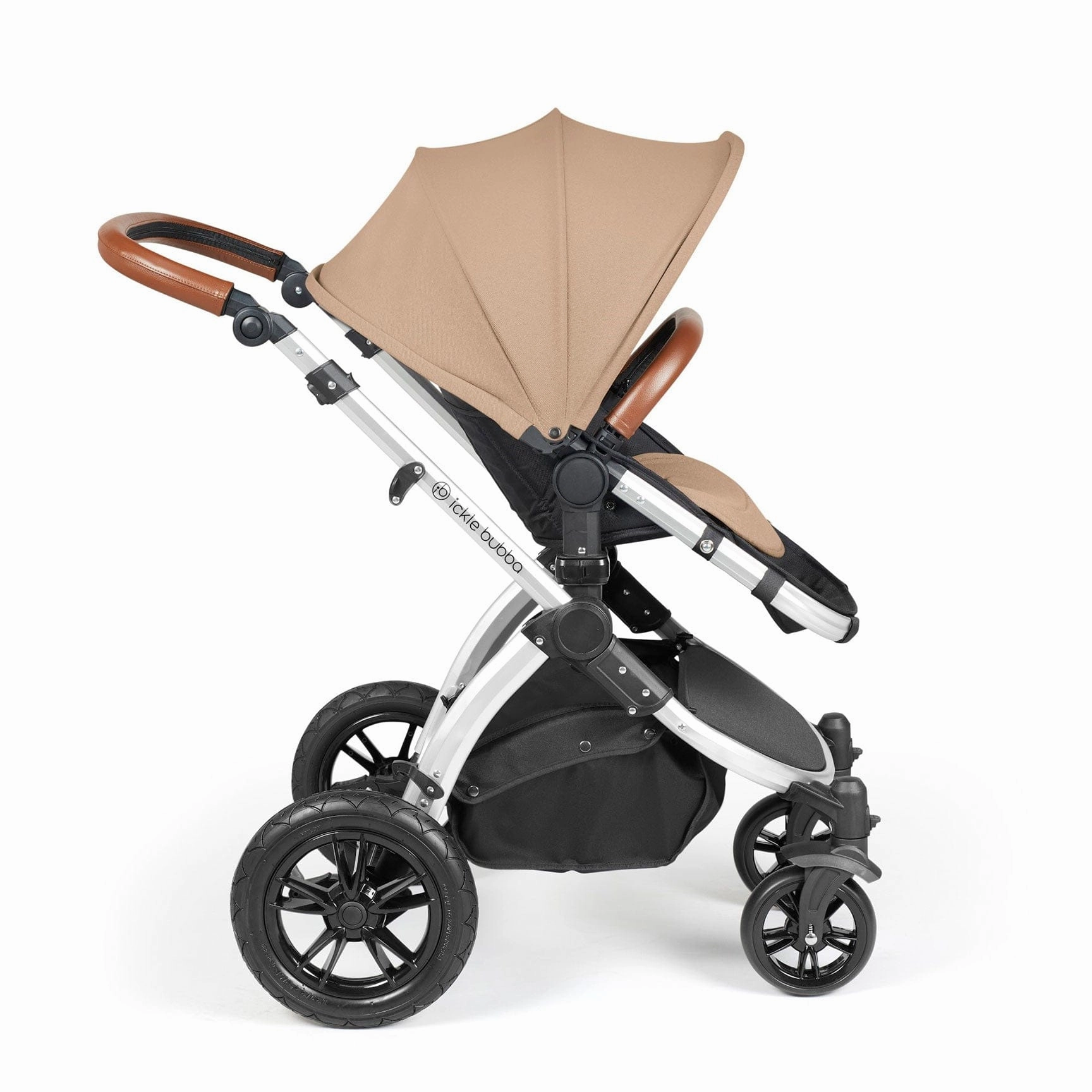Ickle Bubba Stomp Luxe 2 in 1 Premium Pram - Silver/Desert/Tan