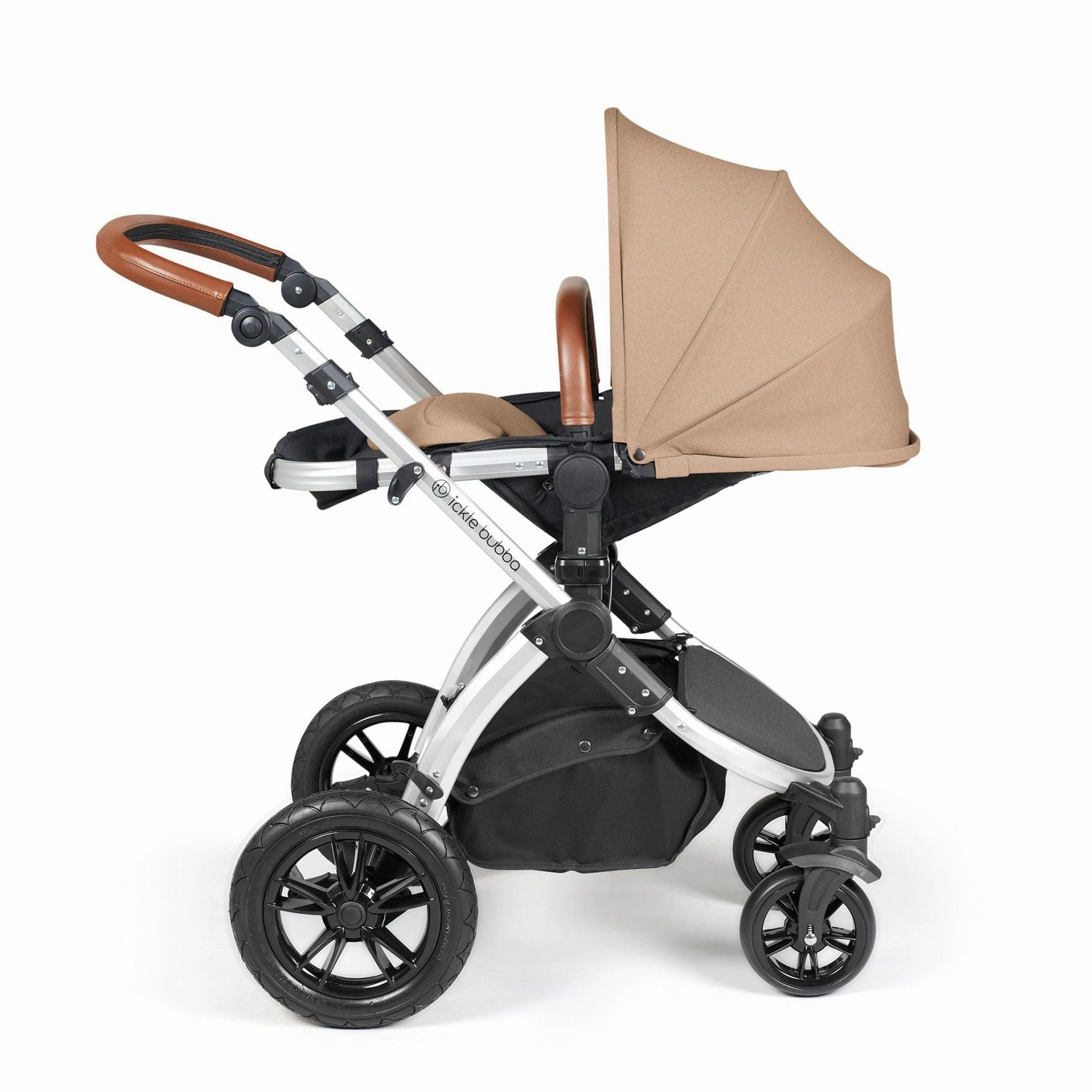 Ickle Bubba Stomp Luxe 2 in 1 Premium Pram - Silver/Desert/Tan