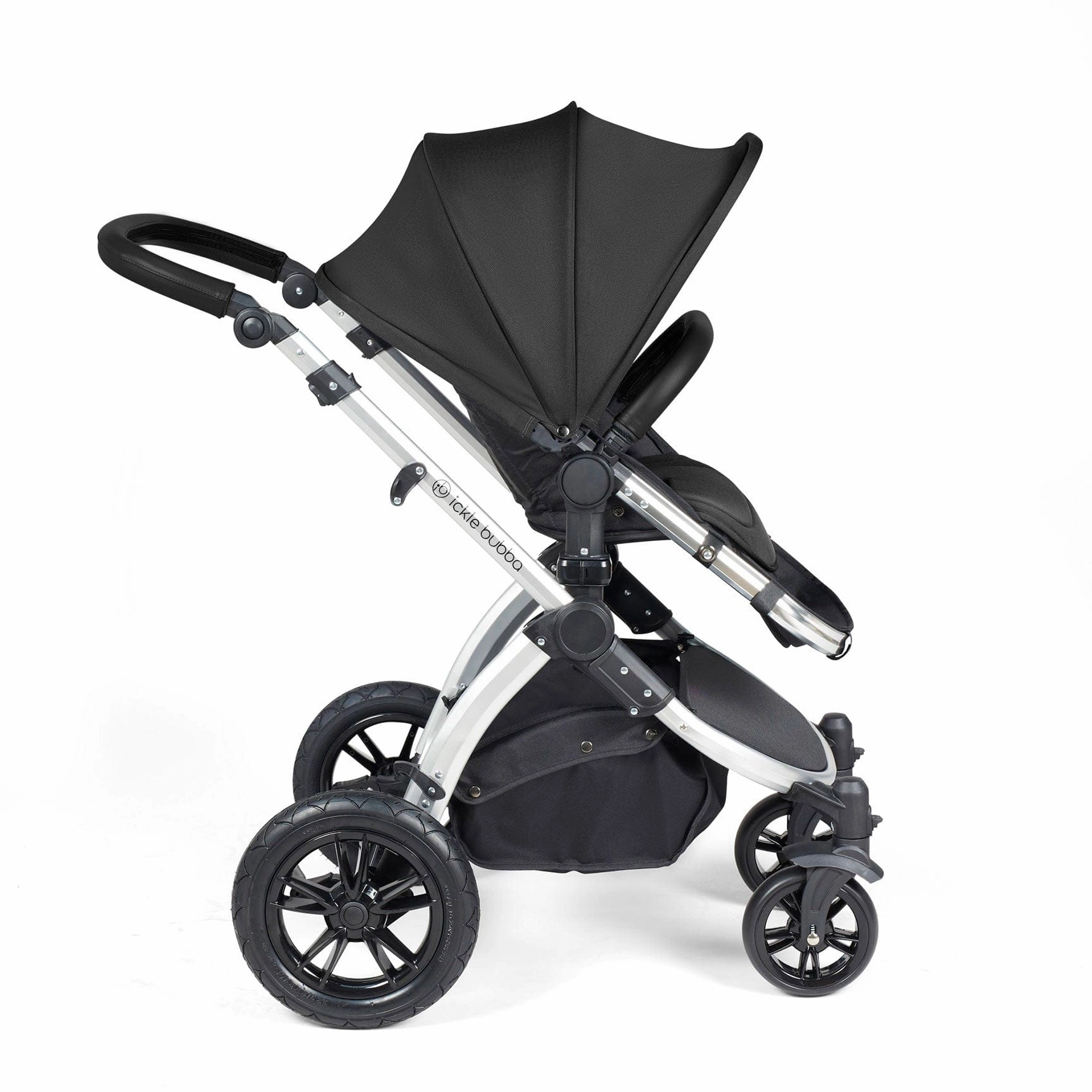 Ickle Bubba Stomp Luxe 2 in 1 Premium Pram - Silver/Midnight/Black