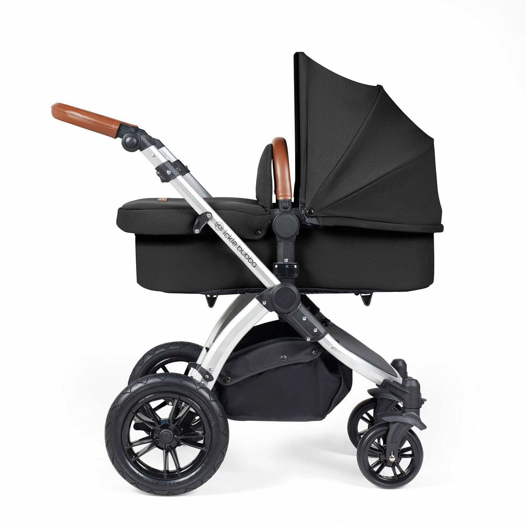 Ickle Bubba Stomp Luxe 2 in 1 Premium Pram - Silver/Midnight/Tan