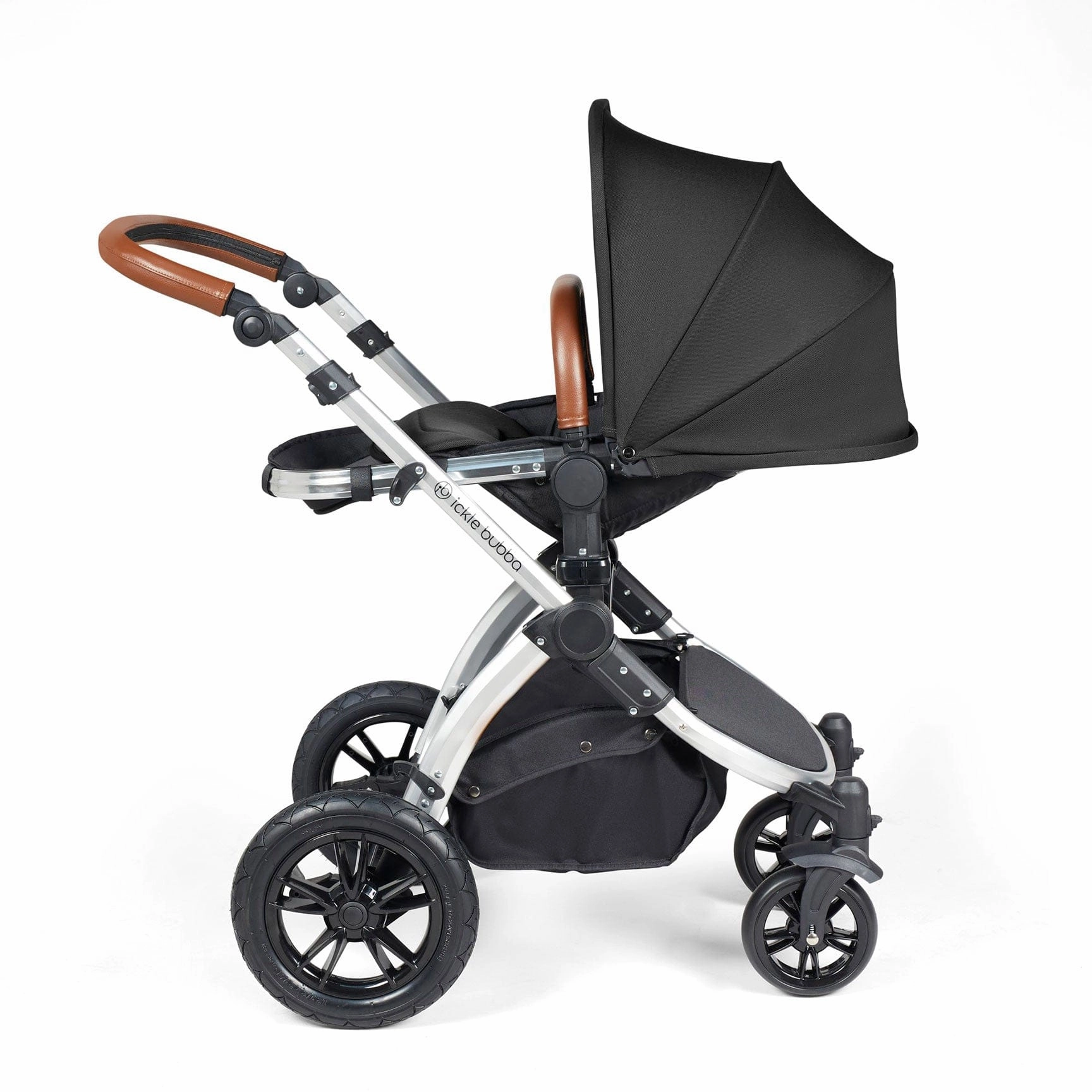 Ickle Bubba Stomp Luxe 2 in 1 Premium Pram - Silver/Midnight/Tan