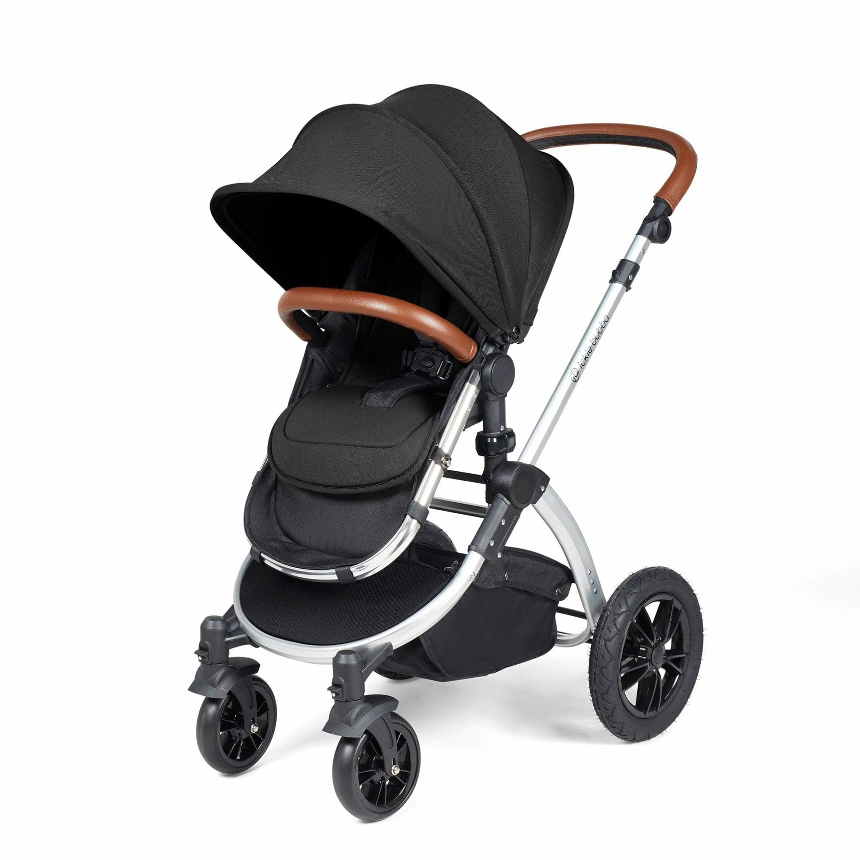 Ickle Bubba Stomp Luxe 2 in 1 Premium Pram - Silver/Midnight/Tan