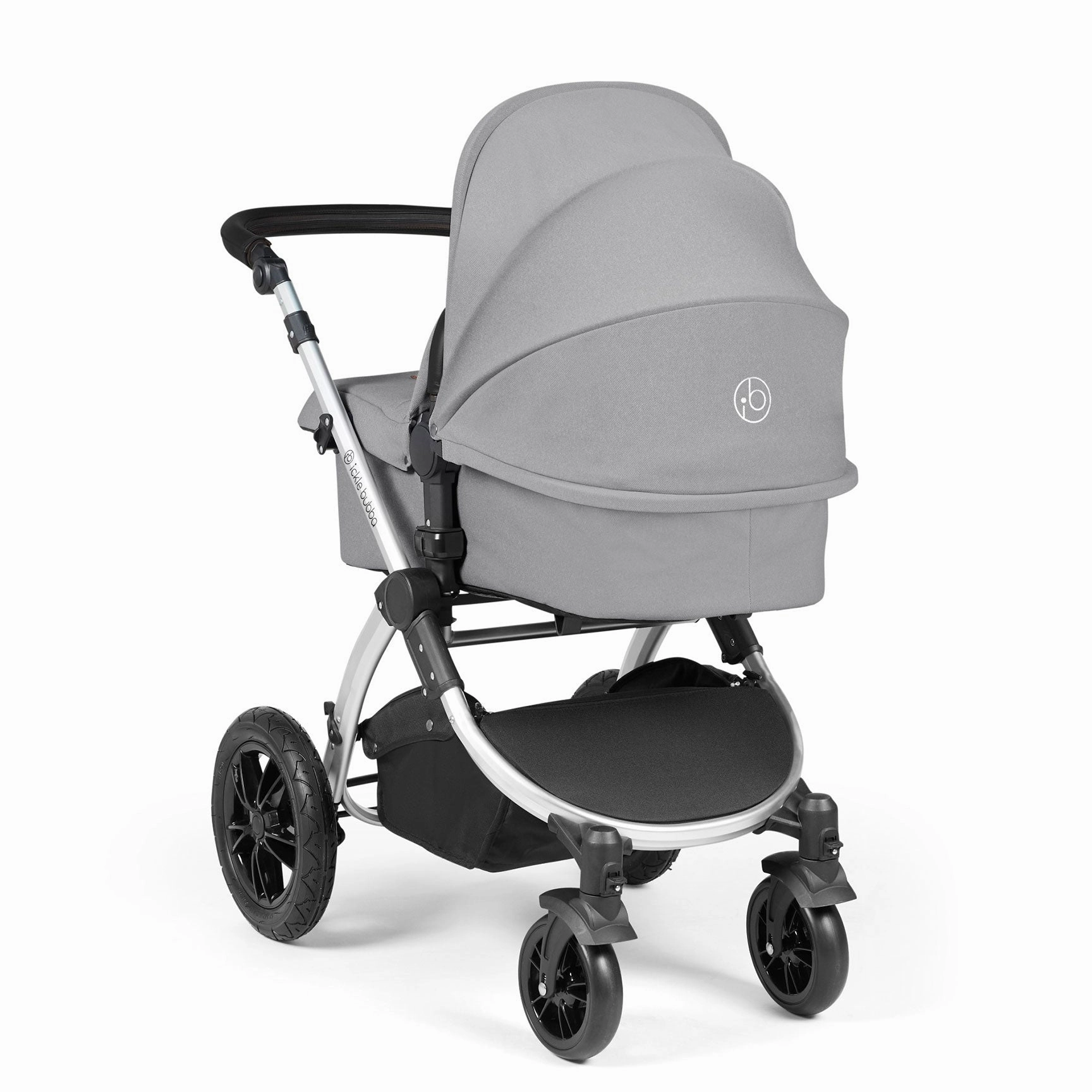 Ickle Bubba Stomp Luxe 2 in 1 Premium Pram - Silver/Pearl Grey/Black