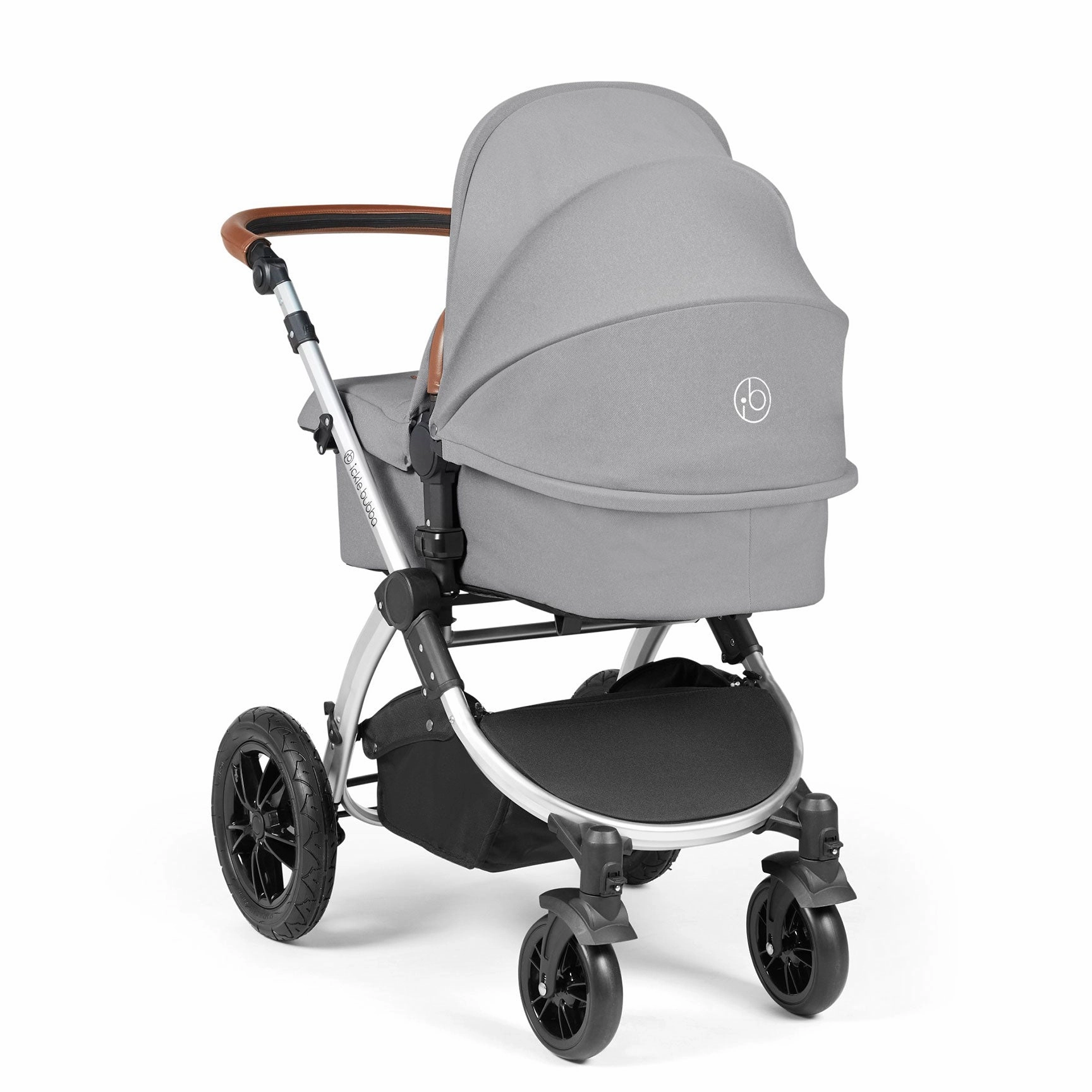 Ickle Bubba Stomp Luxe 2 in 1 Premium Pram - Silver/Pearl Grey/Tan