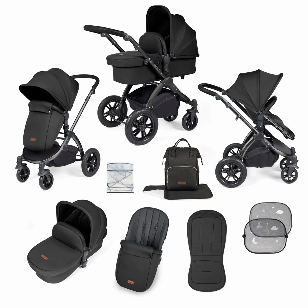 Ickle Bubba Stomp Luxe 9 Piece Pram - Black