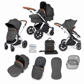 Ickle Bubba Stomp Luxe 9 Piece Pram - Charcoal