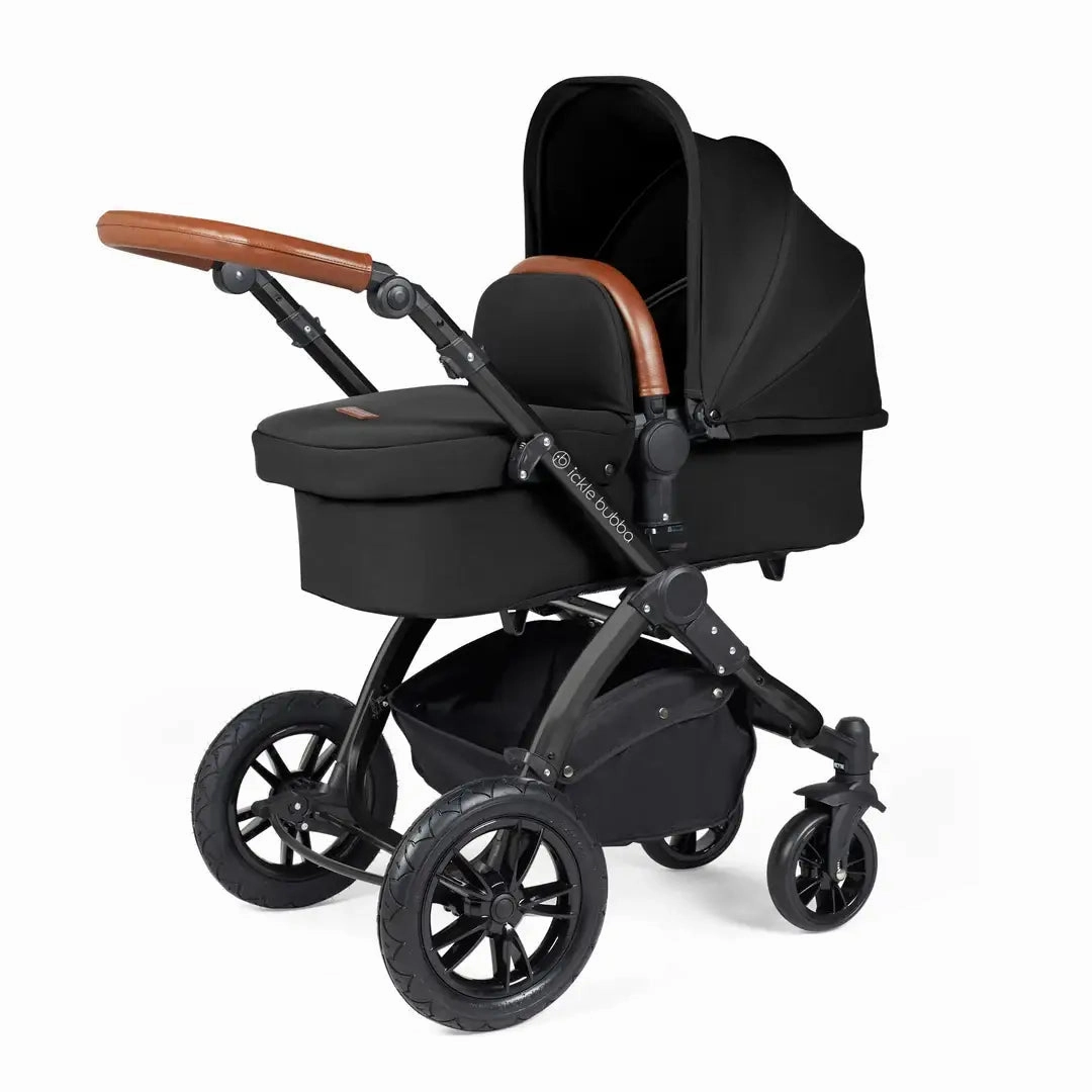 Ickle Bubba Stomp Luxe Travel System & Home 14 Piece Bundle Black Chassis - Black