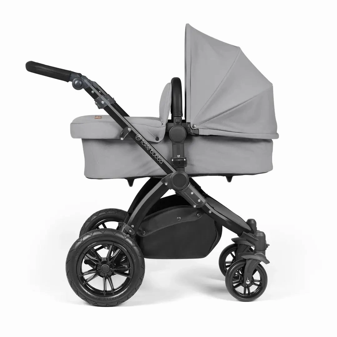 Ickle Bubba Stomp Luxe Travel System & Home 14 Piece Bundle Black Chassis - Pearl Grey