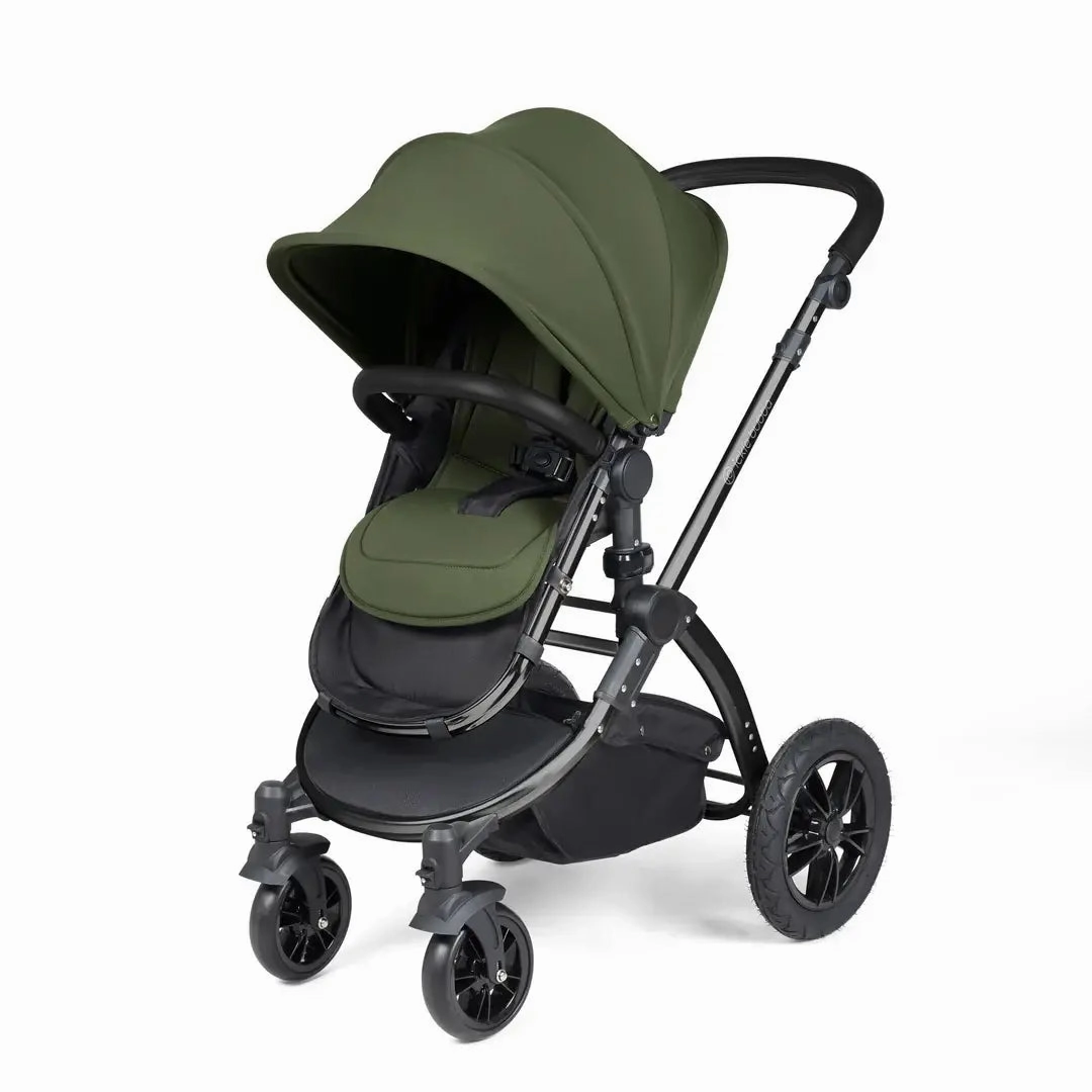 Ickle Bubba Stomp Luxe Travel System & Home 14 Piece Bundle Black Chassis - Woodland