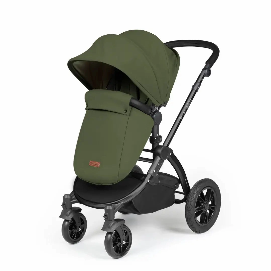 Ickle Bubba Stomp Luxe Travel System & Home 14 Piece Bundle Black Chassis - Woodland