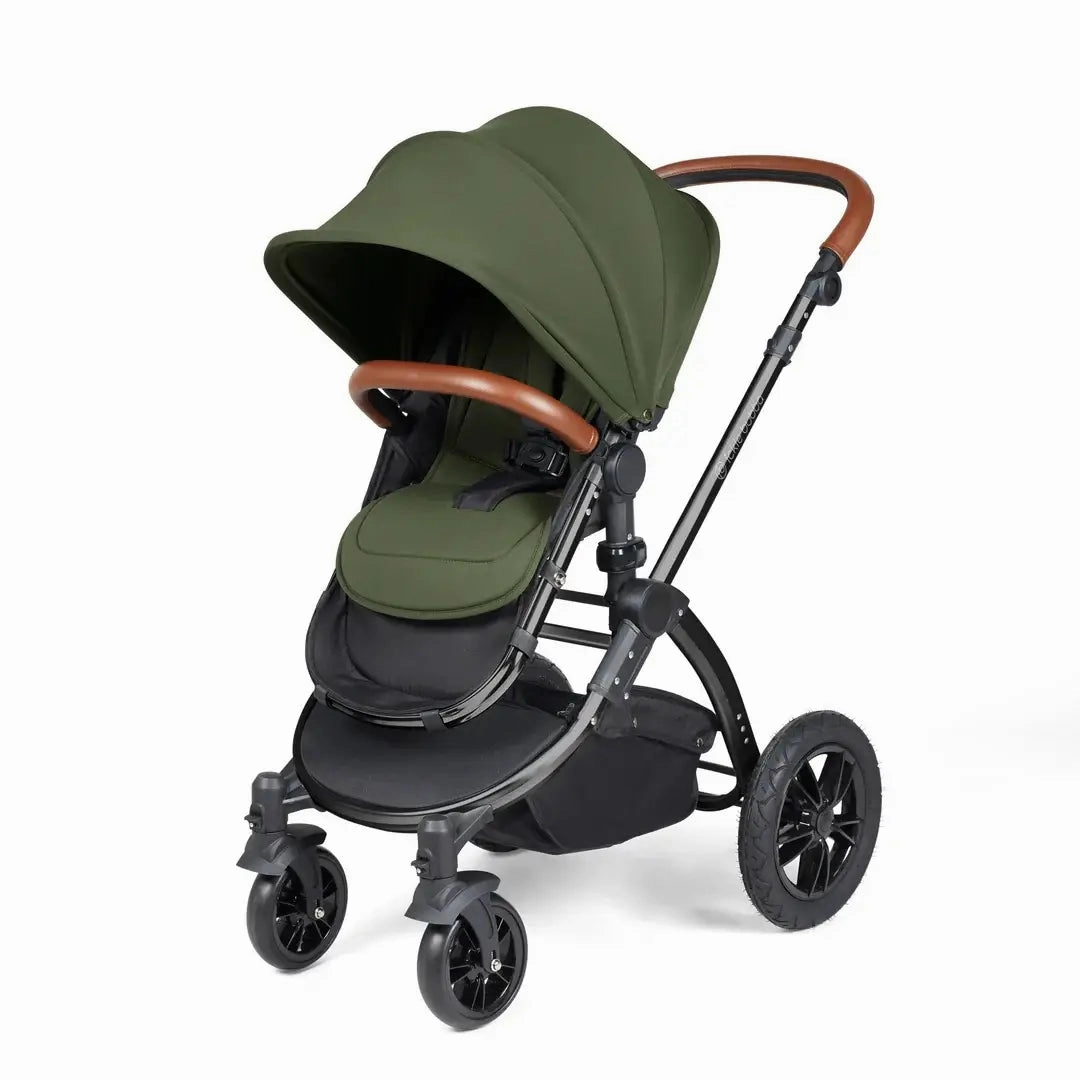 Ickle Bubba Stomp Luxe Travel System & Home 14 Piece Bundle Black Chassis - Woodland