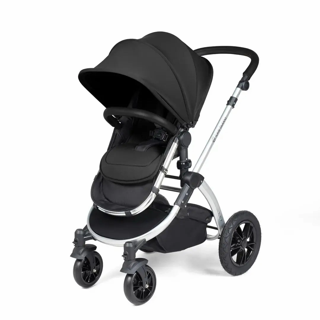 Ickle Bubba Stomp Luxe Travel System & Home 14 Piece Bundle Silver Chassis - Black