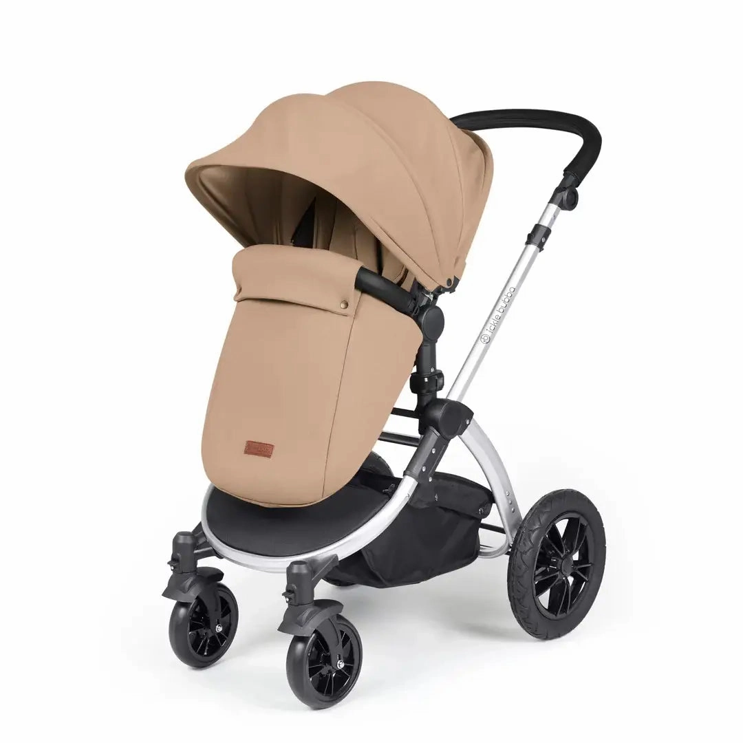 Ickle Bubba Stomp Luxe Travel System & Home 14 Piece Bundle Silver Chassis - Desert