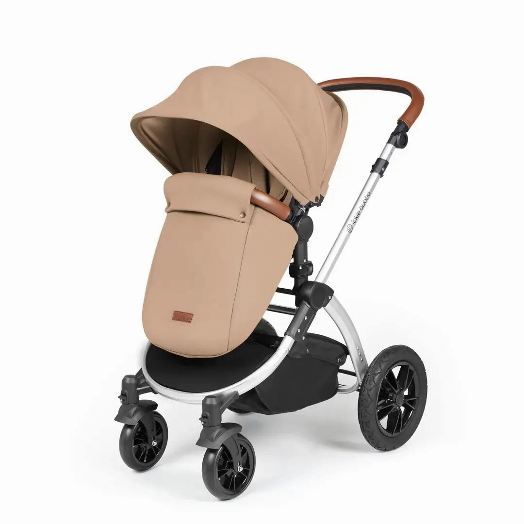 Ickle Bubba Stomp Luxe Travel System & Home 14 Piece Bundle Silver Chassis - Desert