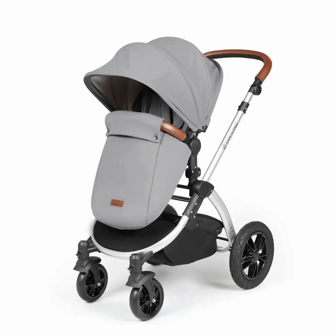 Ickle Bubba Stomp Luxe Travel System & Home 14 Piece Bundle Silver Chassis - Pearl Grey