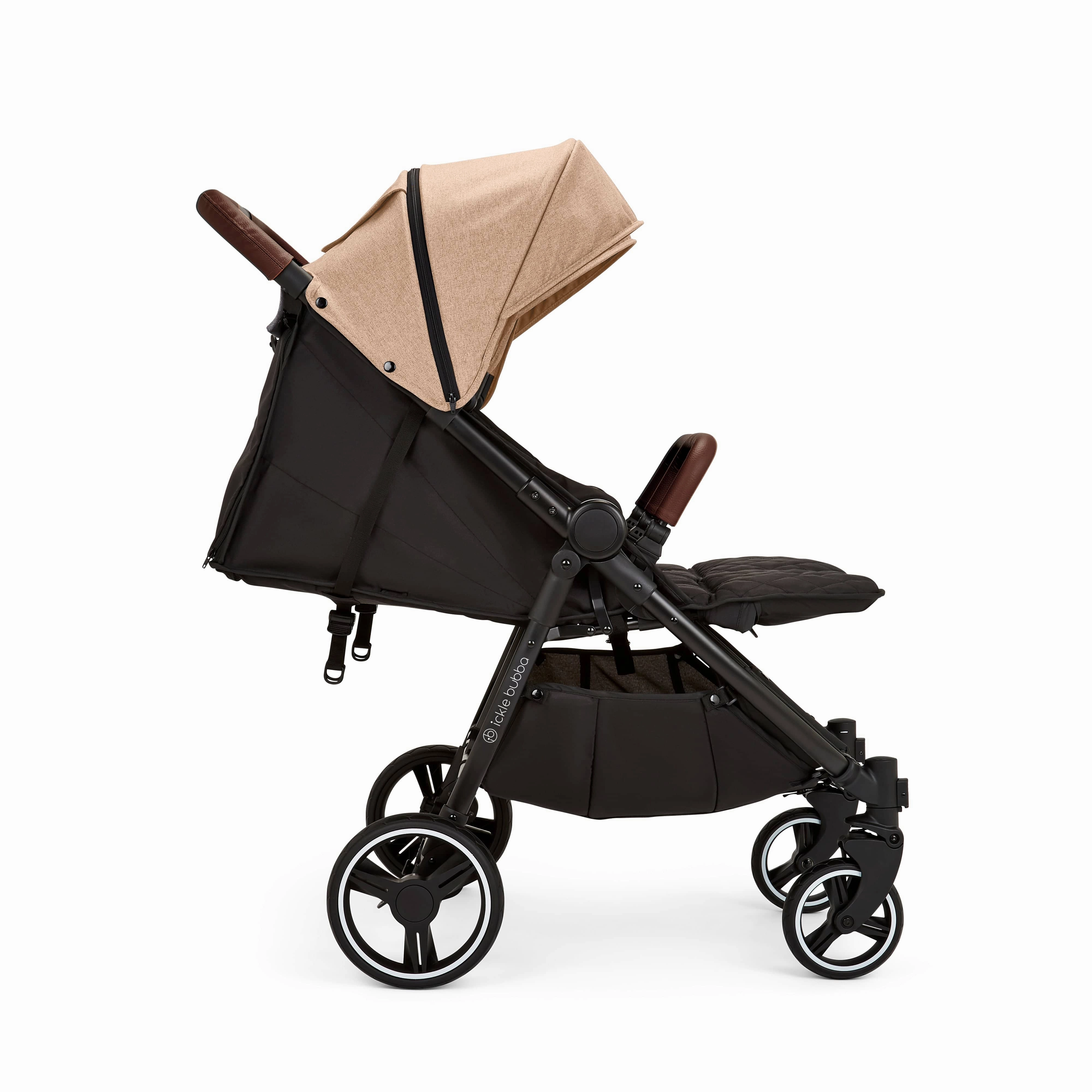 Ickle Bubba Venus Double Stroller - Black / Biscuit / Tan