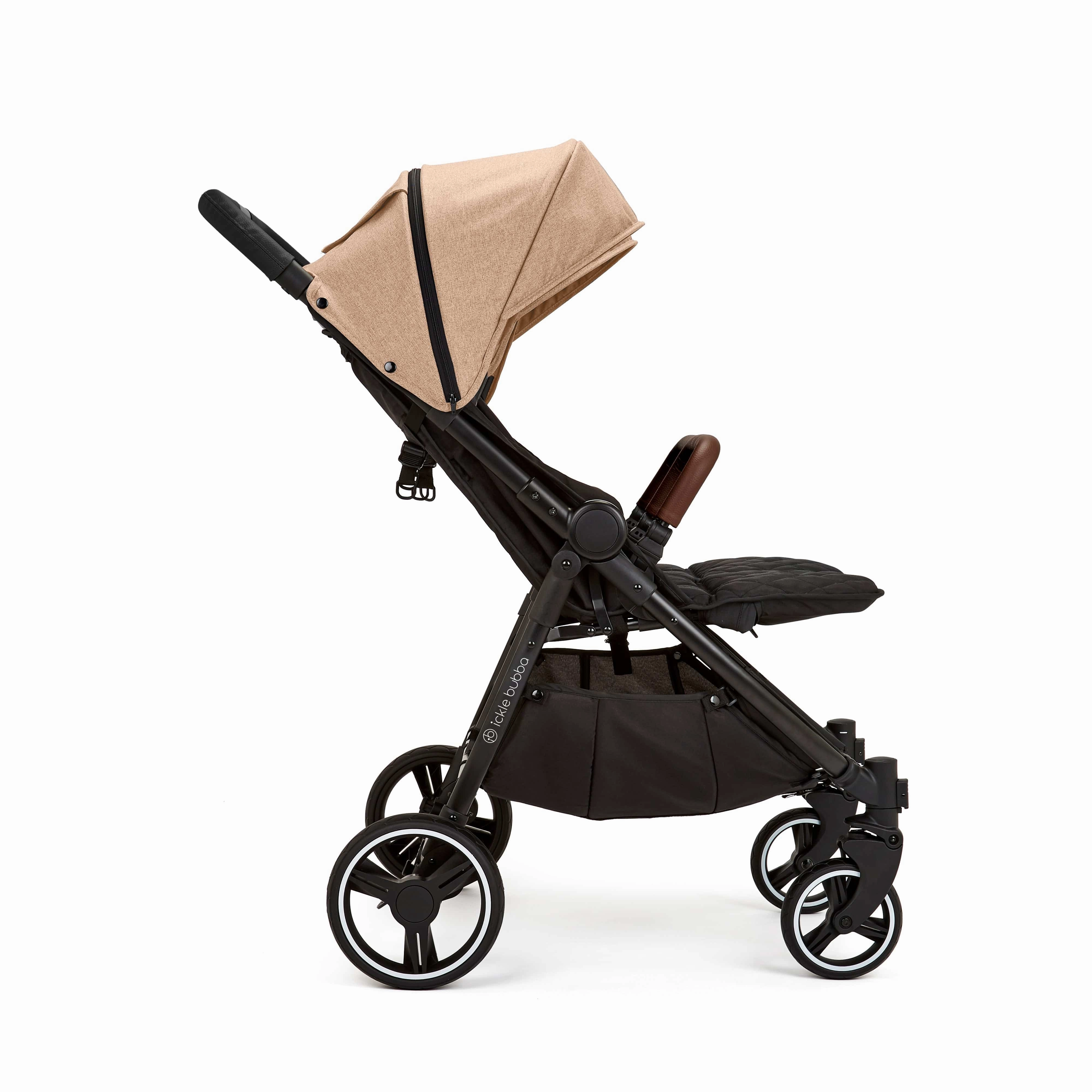 Ickle Bubba Venus Double Stroller - Black / Biscuit / Tan