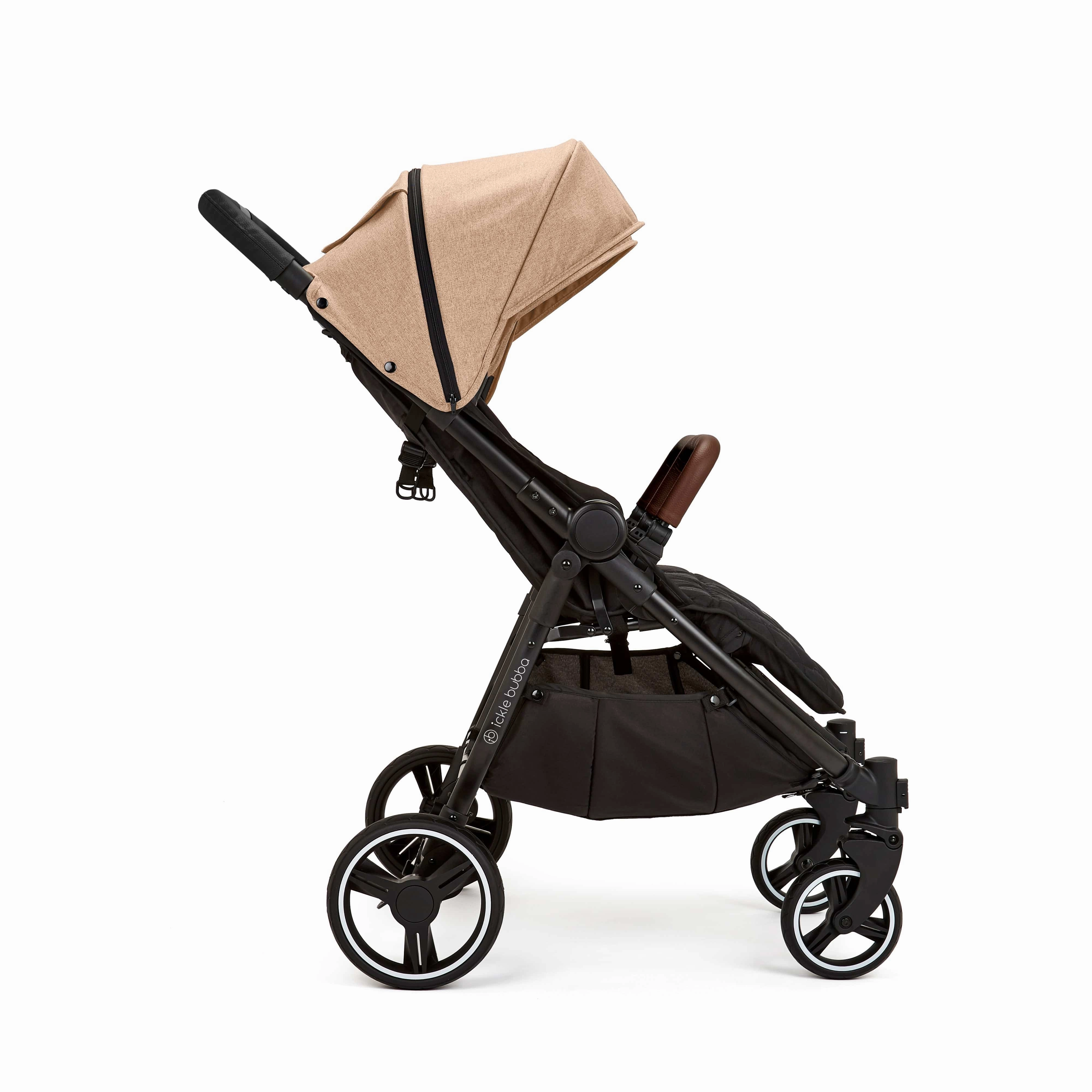 Ickle Bubba Venus Double Stroller - Black / Biscuit / Tan
