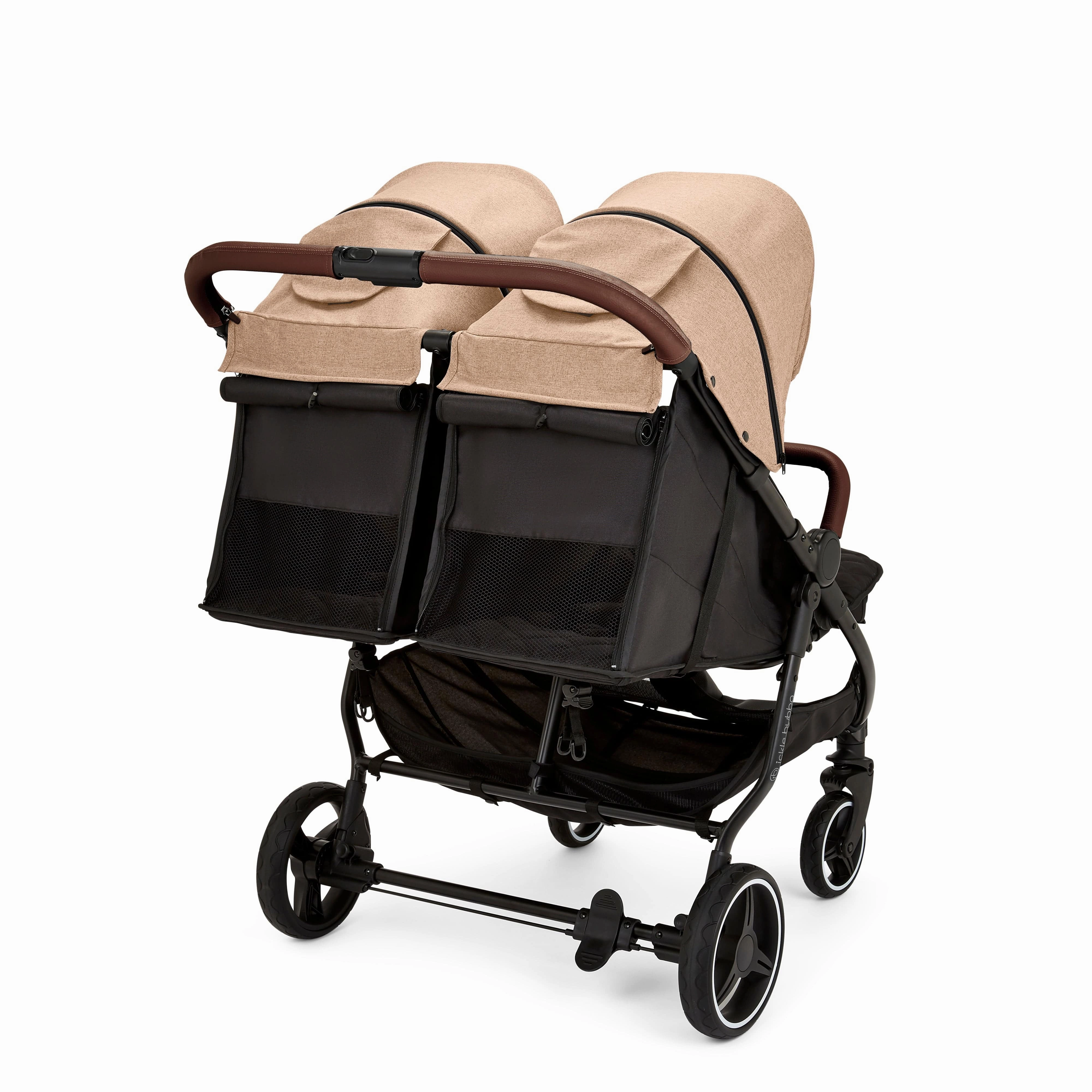 Ickle Bubba Venus Double Stroller - Black / Biscuit / Tan